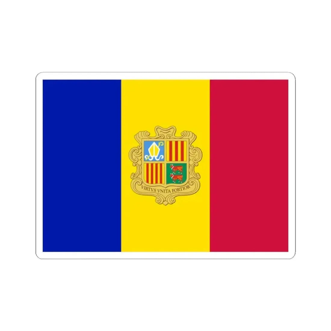 Flag of Andorra 1949-1959 (Andorra) STICKER Vinyl Kiss-Cut Decal 2 Inch White - The Sticker Space
