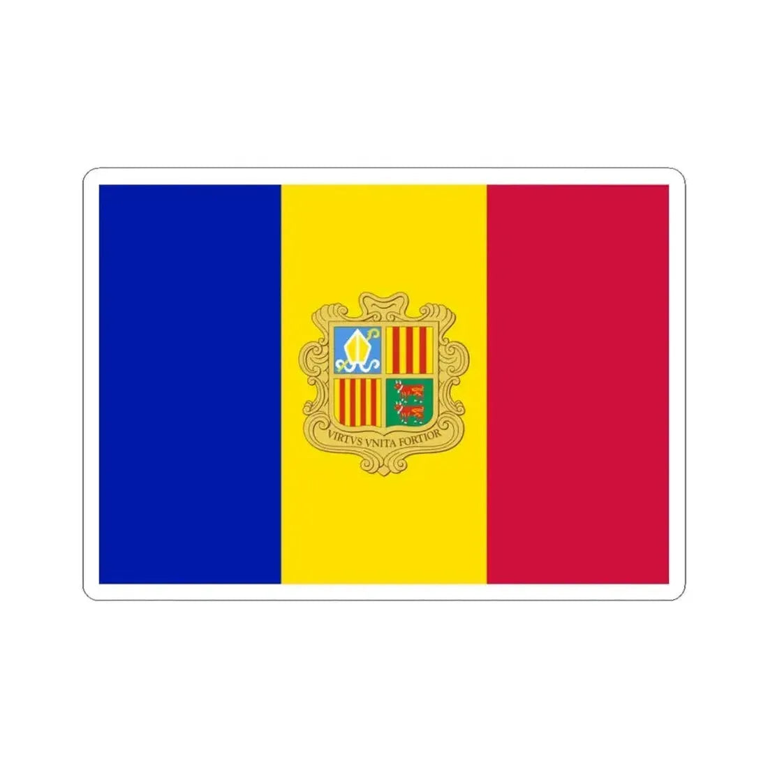 Flag of Andorra 1949-1959 (Andorra) STICKER Vinyl Kiss-Cut Decal 3 Inch White - The Sticker Space