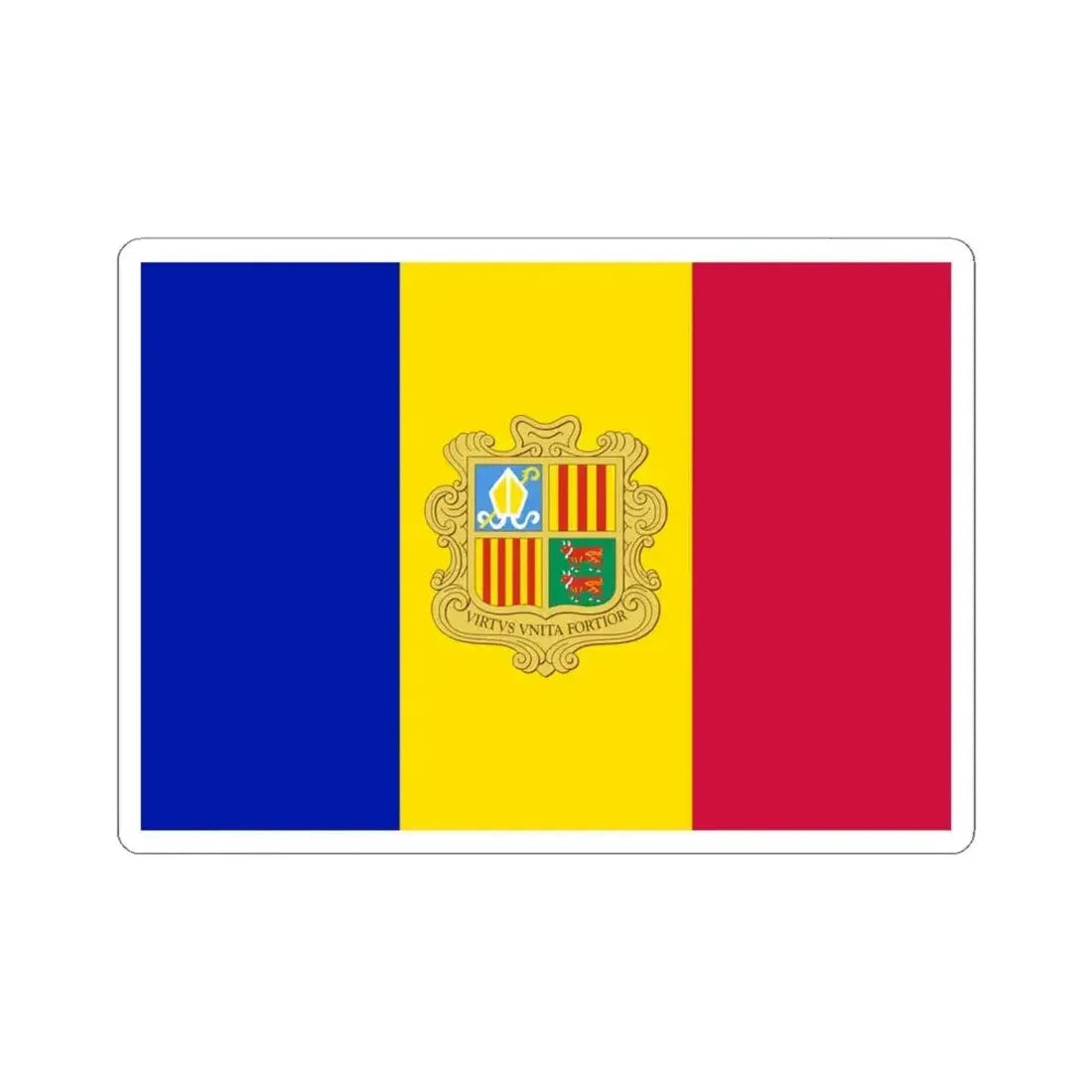Flag of Andorra 1949-1959 (Andorra) STICKER Vinyl Kiss-Cut Decal 4 Inch White - The Sticker Space