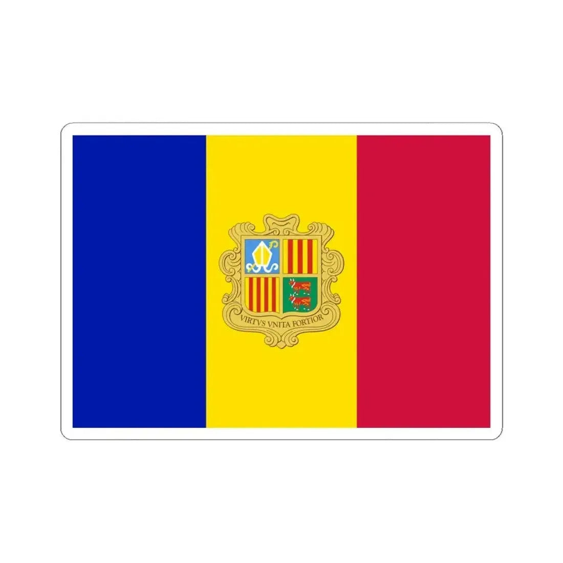Flag of Andorra 1949-1959 (Andorra) STICKER Vinyl Kiss-Cut Decal 6 Inch White - The Sticker Space