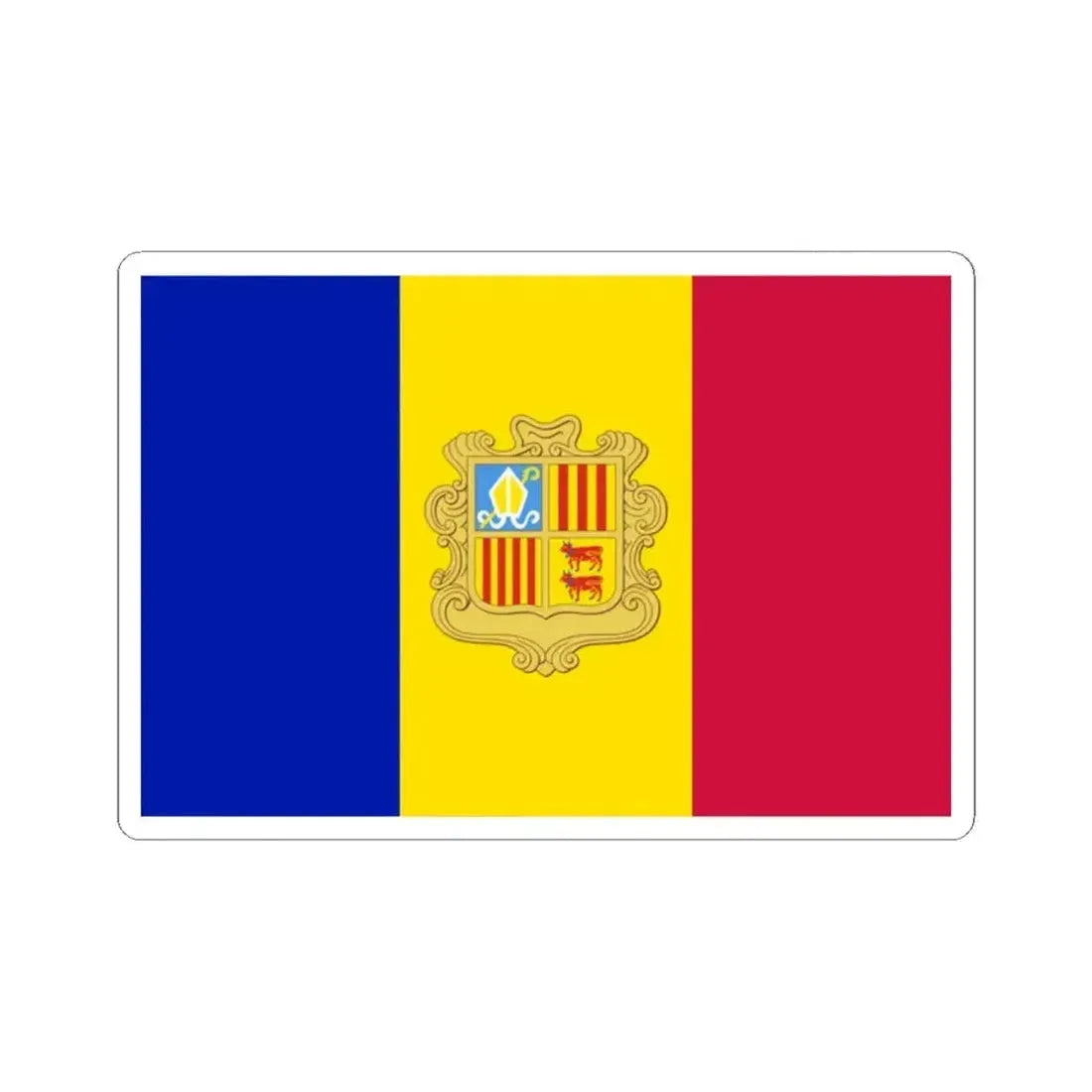 Flag of Andorra 1959-1971 3-2 (Andorra) STICKER Vinyl Kiss-Cut Decal 2 Inch White - The Sticker Space