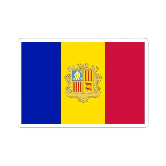 Flag of Andorra 1959-1971 3-2 (Andorra) STICKER Vinyl Kiss-Cut Decal 2 Inch White - The Sticker Space