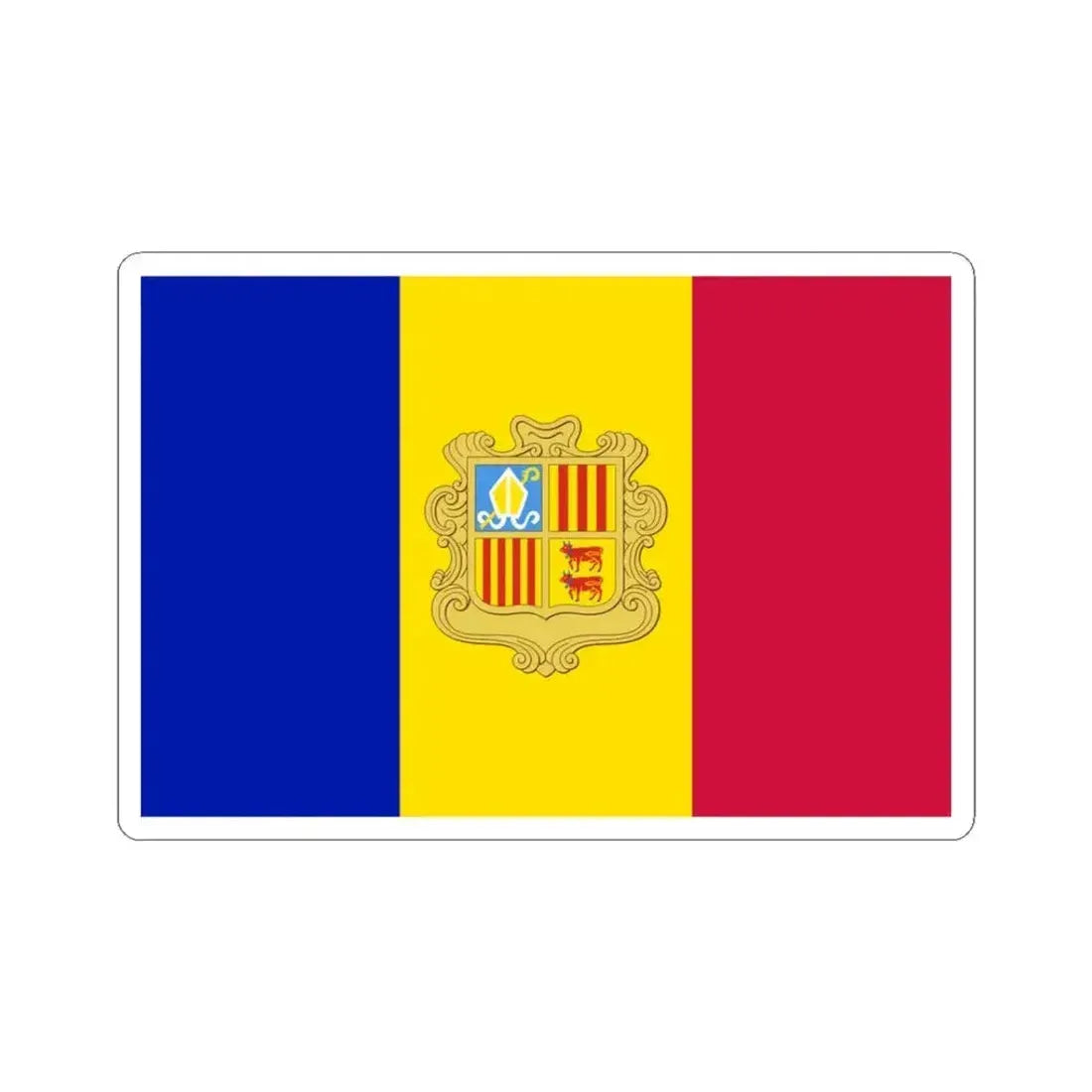 Flag of Andorra 1959-1971 3-2 (Andorra) STICKER Vinyl Kiss-Cut Decal 3 Inch White - The Sticker Space