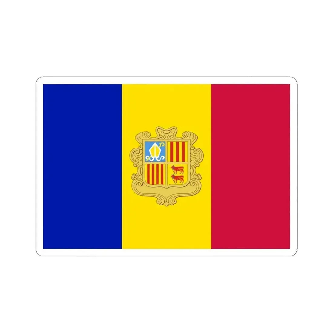 Flag of Andorra 1959-1971 3-2 (Andorra) STICKER Vinyl Kiss-Cut Decal 6 Inch White - The Sticker Space
