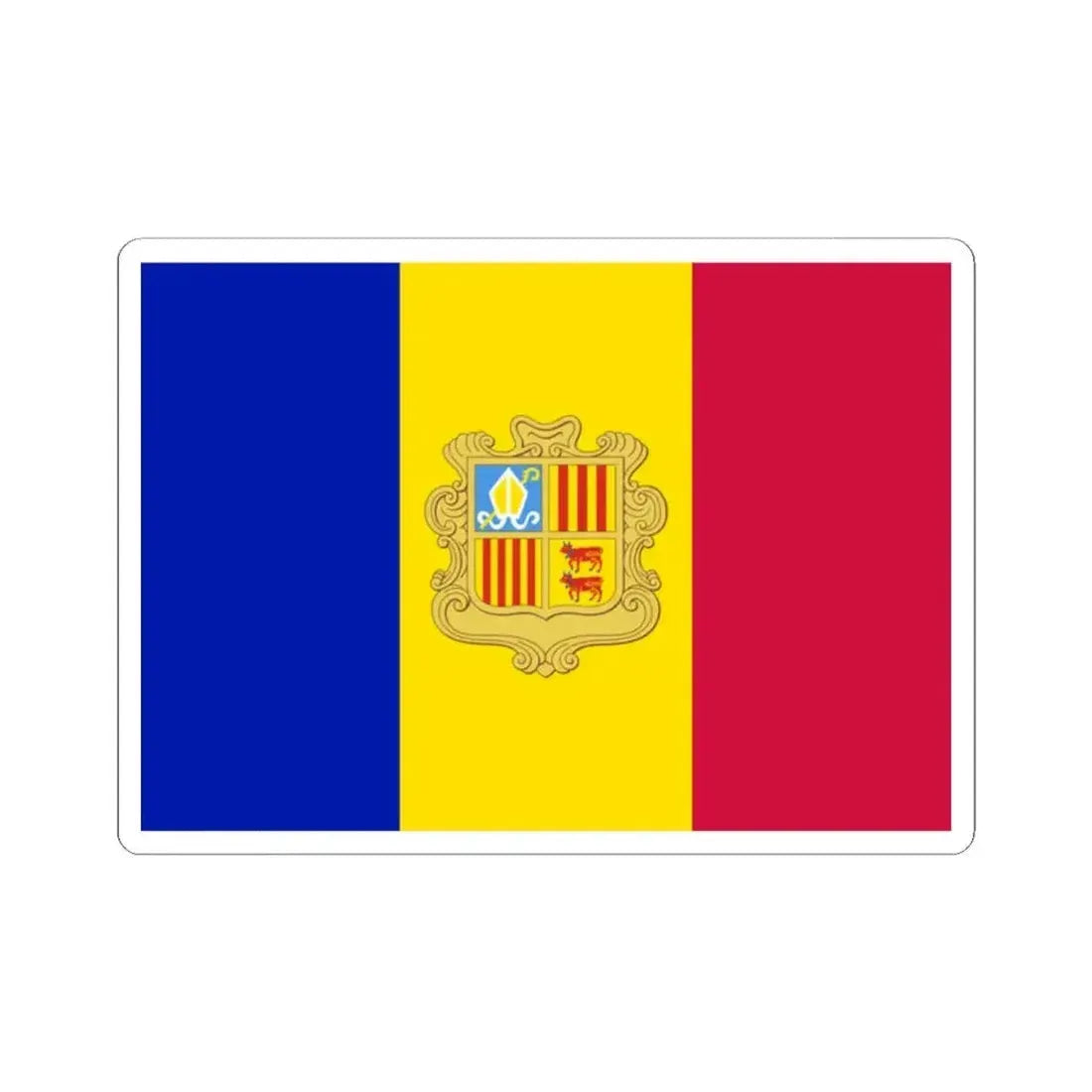 Flag of Andorra 1959-1971 (Andorra) STICKER Vinyl Kiss-Cut Decal 2 Inch White - The Sticker Space