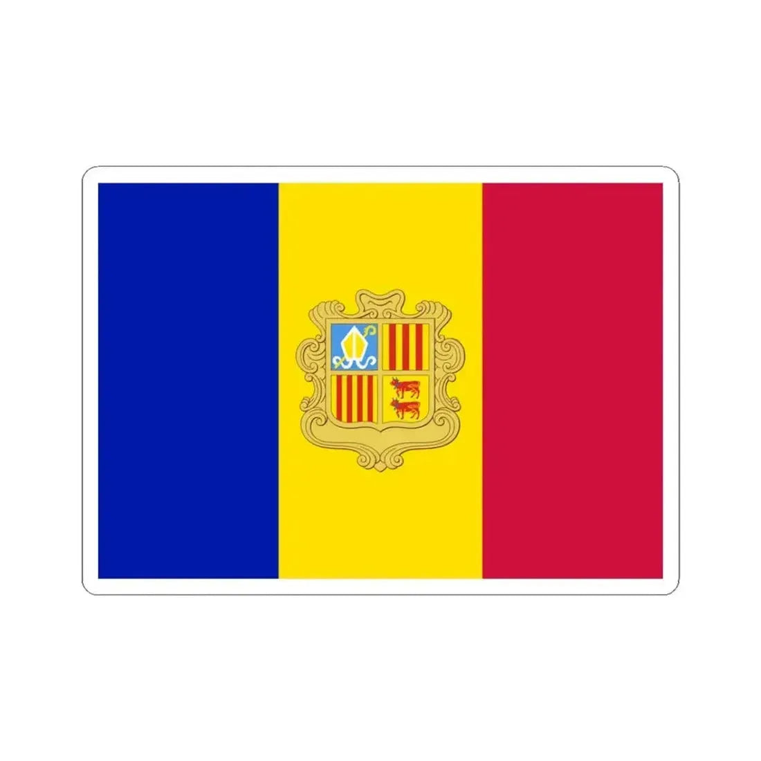 Flag of Andorra 1959-1971 (Andorra) STICKER Vinyl Kiss-Cut Decal 3 Inch White - The Sticker Space