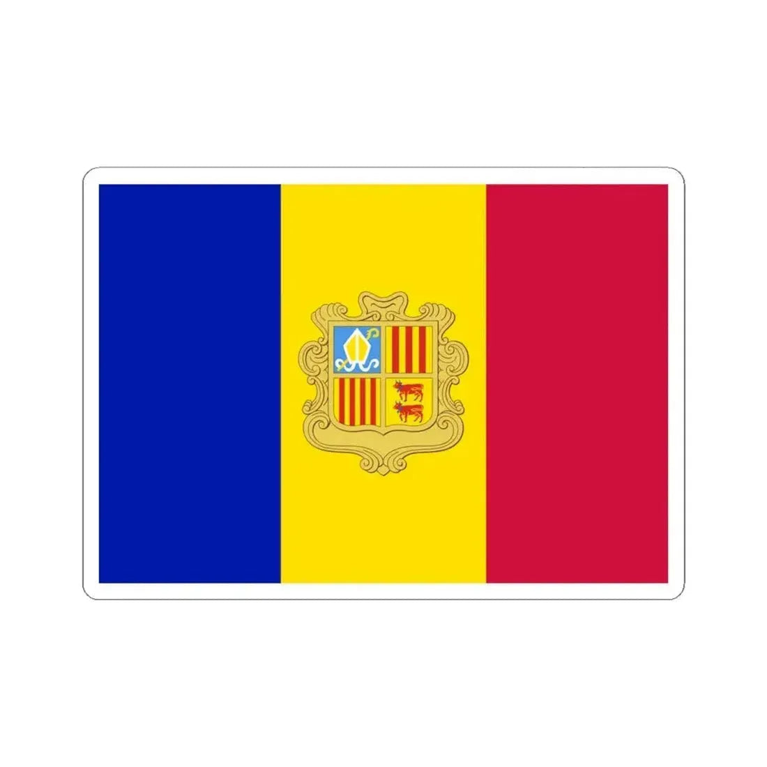 Flag of Andorra 1959-1971 (Andorra) STICKER Vinyl Kiss-Cut Decal 4 Inch White - The Sticker Space