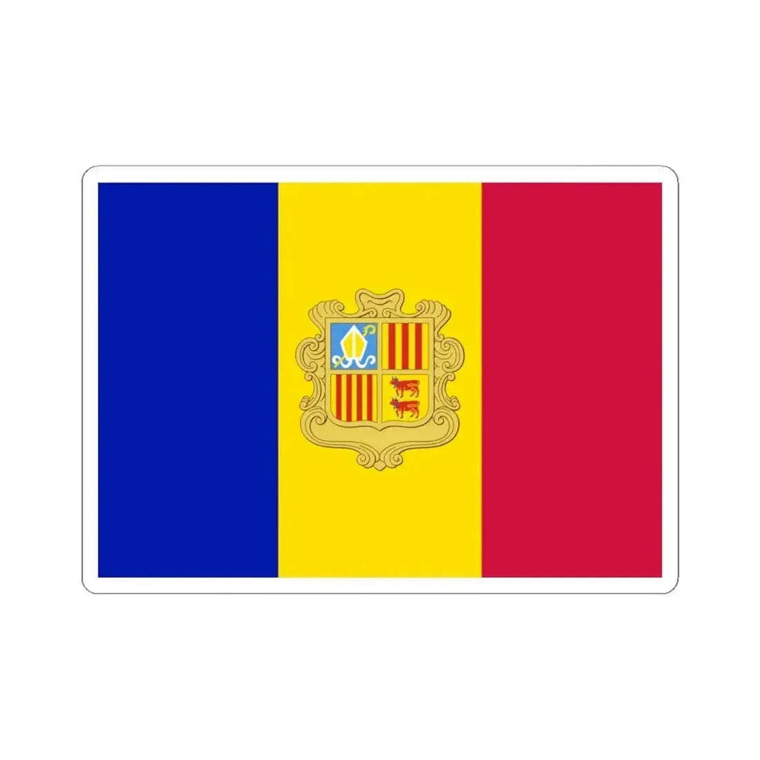 Flag of Andorra 1959-1971 (Andorra) STICKER Vinyl Kiss-Cut Decal 6 Inch White - The Sticker Space