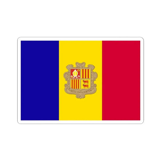 Flag of Andorra 3-2 (Andorra) STICKER Vinyl Kiss-Cut Decal 2 Inch White - The Sticker Space