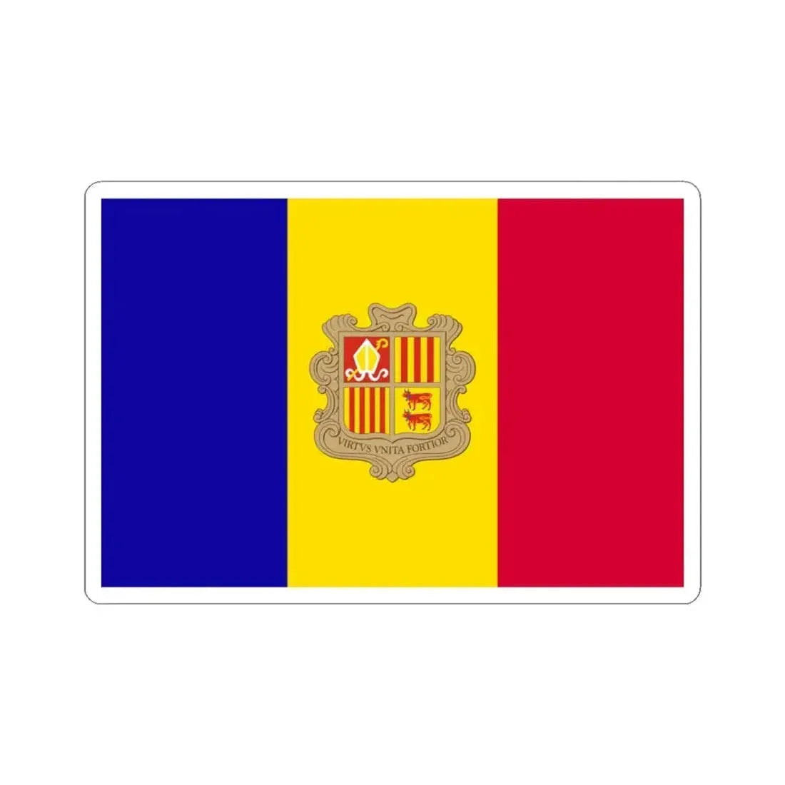 Flag of Andorra 3-2 (Andorra) STICKER Vinyl Kiss-Cut Decal 3 Inch White - The Sticker Space
