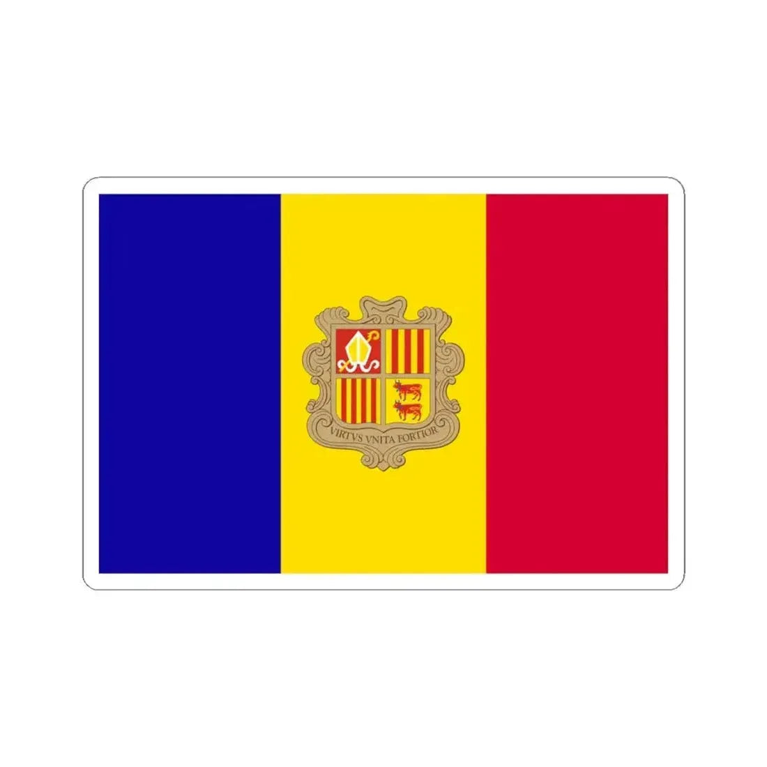Flag of Andorra 3-2 (Andorra) STICKER Vinyl Kiss-Cut Decal 4 Inch White - The Sticker Space