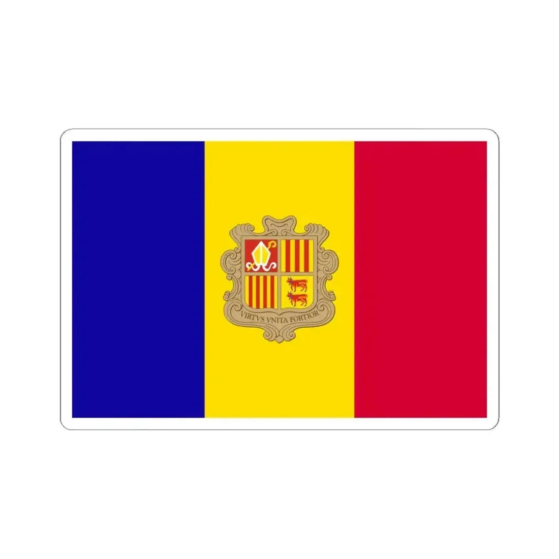 Flag of Andorra 3-2 (Andorra) STICKER Vinyl Kiss-Cut Decal 6 Inch White - The Sticker Space