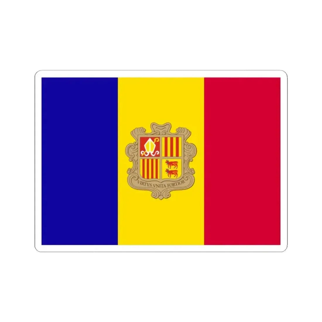 Flag of Andorra (Andorra) STICKER Vinyl Kiss-Cut Decal 2 Inch White - The Sticker Space