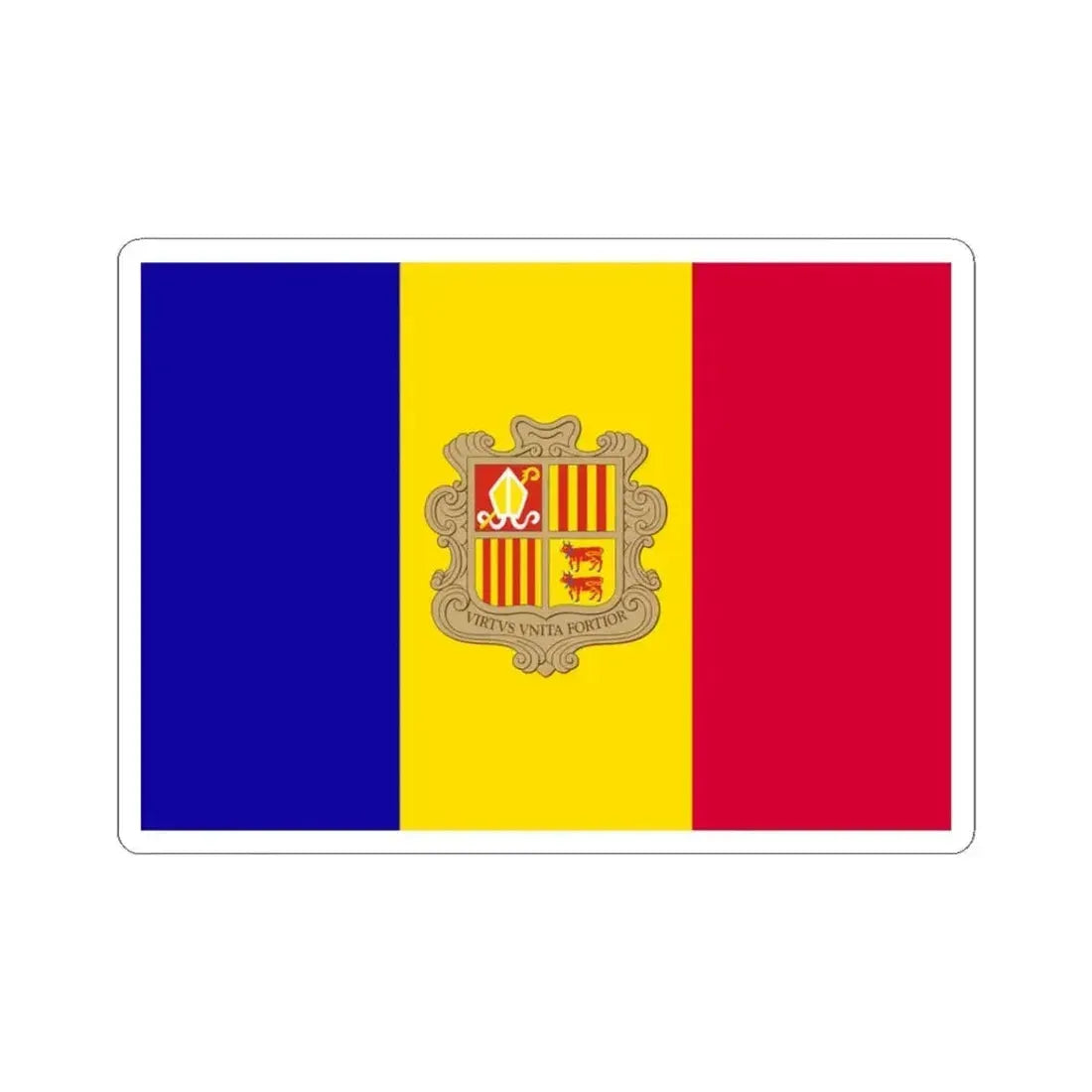 Flag of Andorra (Andorra) STICKER Vinyl Kiss-Cut Decal 3 Inch White - The Sticker Space