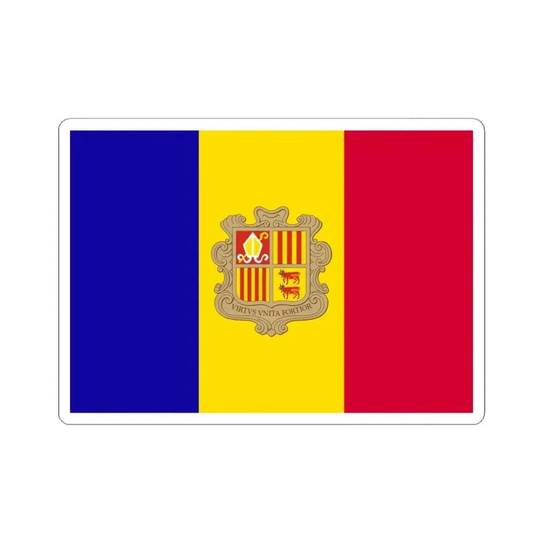 Flag of Andorra (Andorra) STICKER Vinyl Kiss-Cut Decal 4 Inch White - The Sticker Space