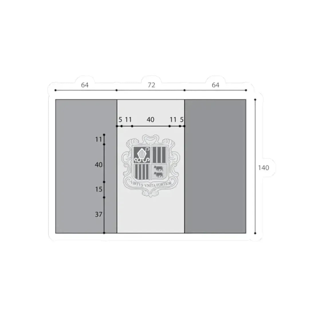 Flag of Andorra construction (Andorra) STICKER Vinyl Kiss-Cut Decal 2 Inch White - The Sticker Space