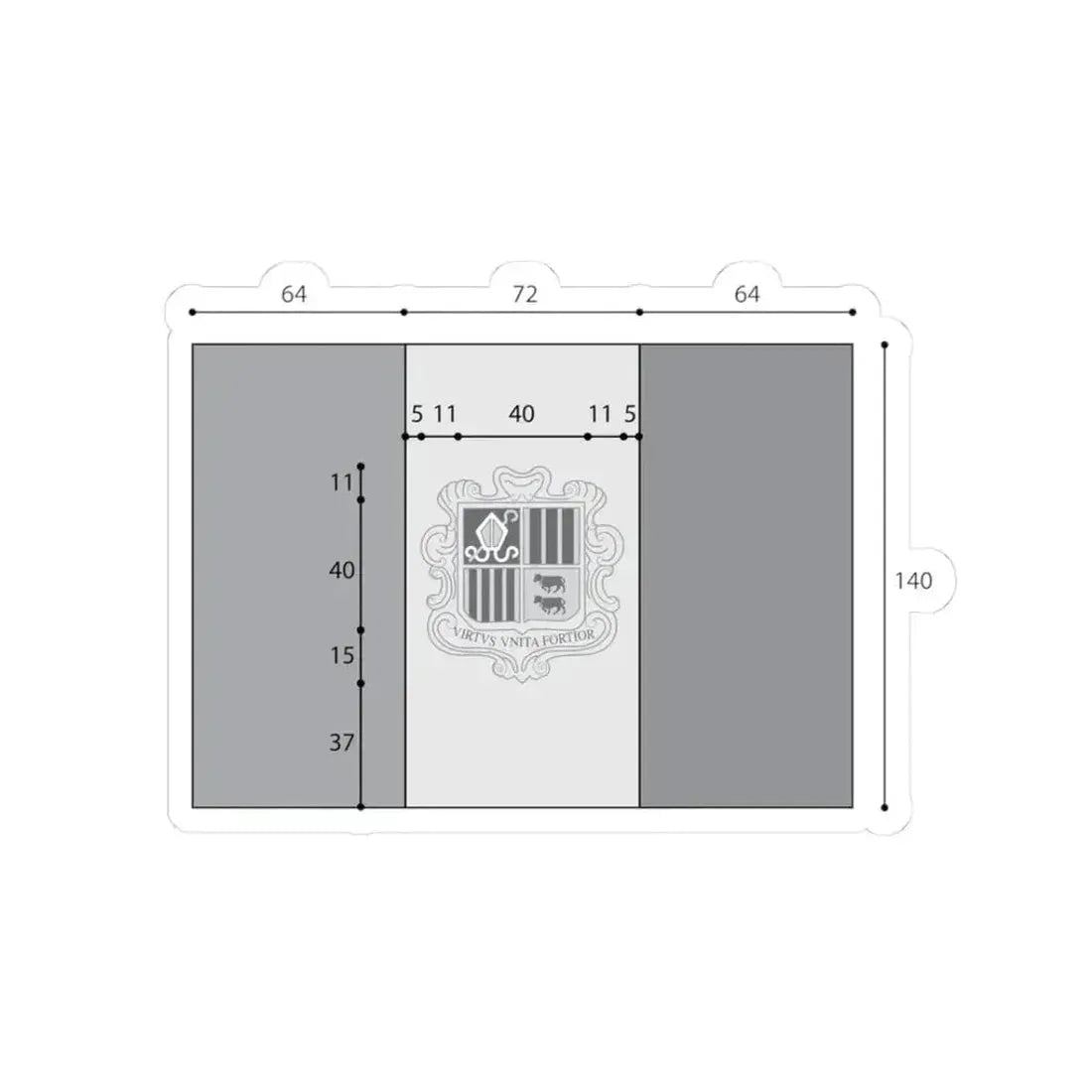 Flag of Andorra construction (Andorra) STICKER Vinyl Kiss-Cut Decal 3 Inch White - The Sticker Space