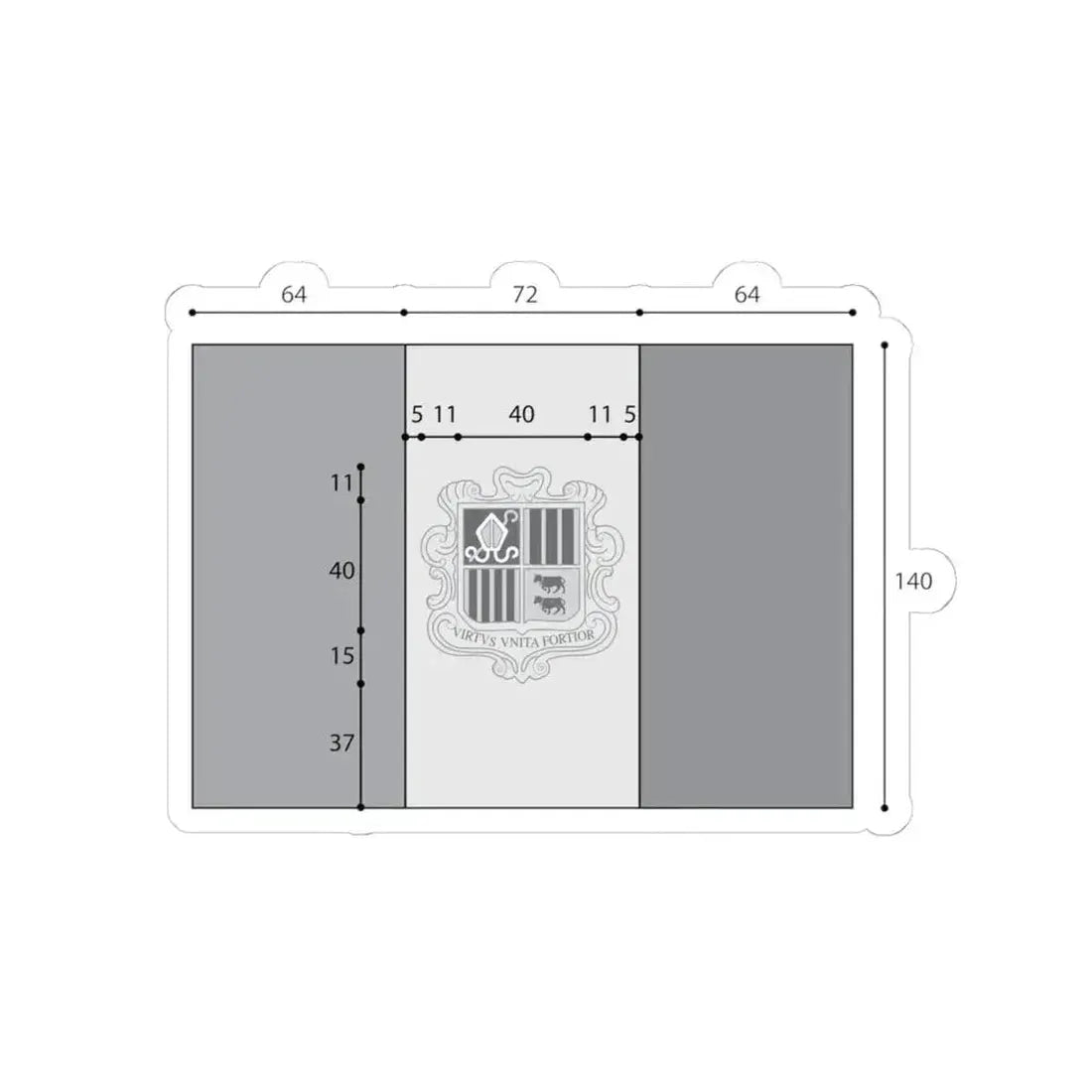 Flag of Andorra construction (Andorra) STICKER Vinyl Kiss-Cut Decal 4 Inch White - The Sticker Space