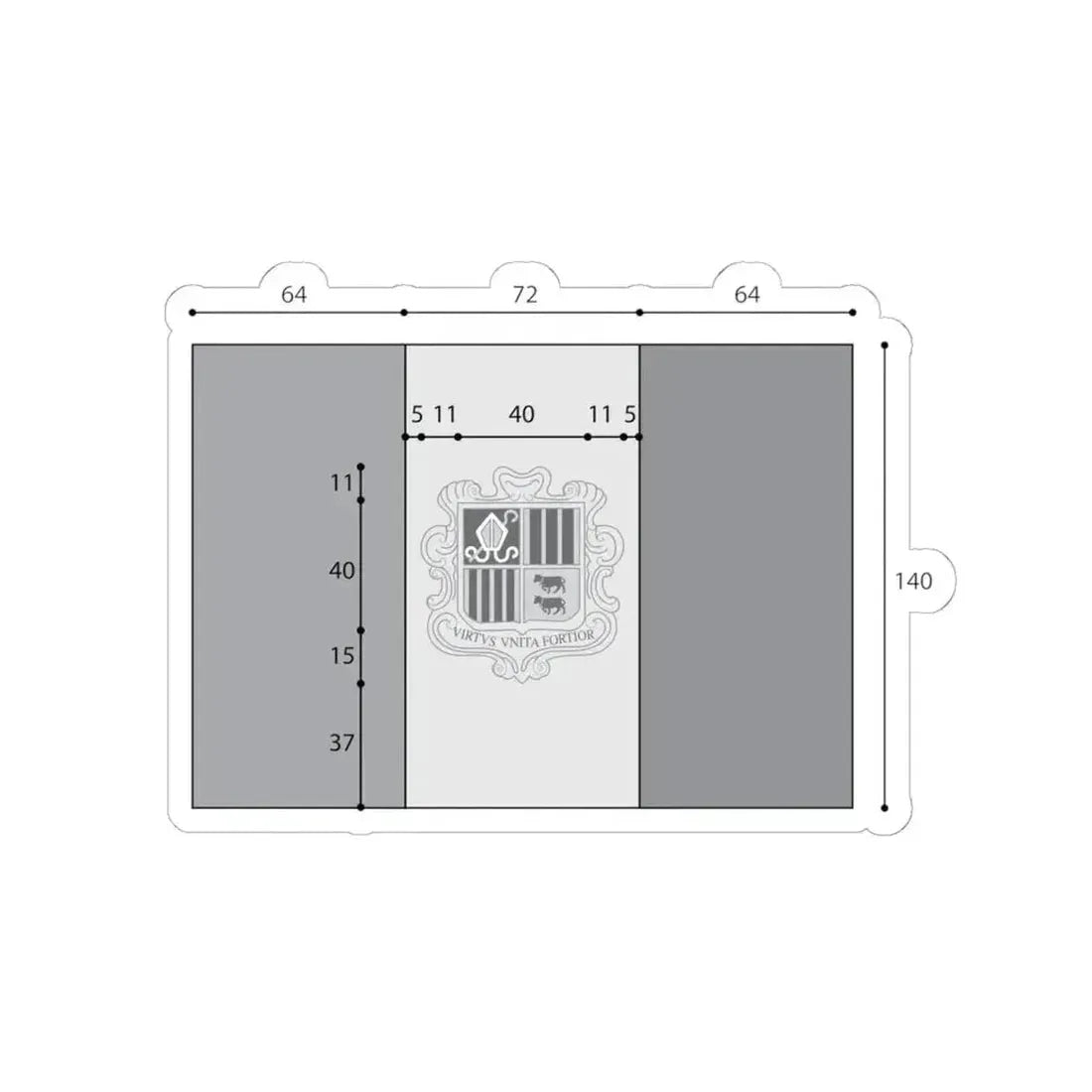 Flag of Andorra construction (Andorra) STICKER Vinyl Kiss-Cut Decal 6 Inch White - The Sticker Space