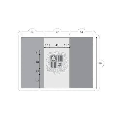 Flag of Andorra construction (Andorra) STICKER Vinyl Kiss-Cut Decal 6 Inch White - The Sticker Space