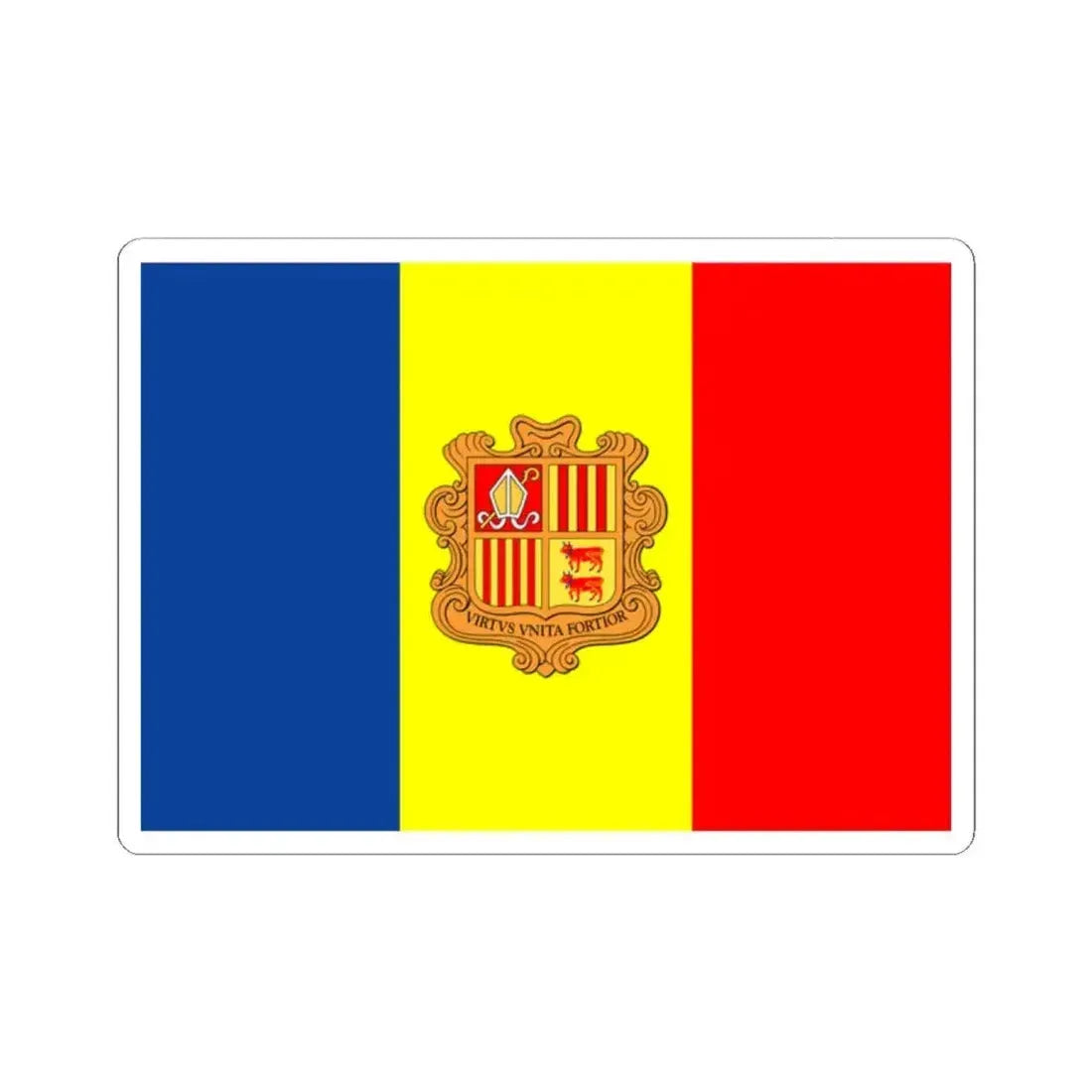Flag of Andorra WFB 2004 (Andorra) STICKER Vinyl Kiss-Cut Decal 2 Inch White - The Sticker Space