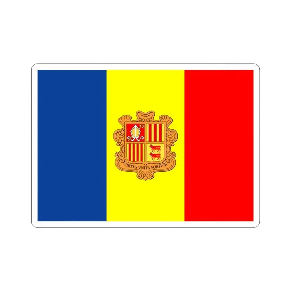 Flag of Andorra WFB 2004 (Andorra) STICKER Vinyl Kiss-Cut Decal 4 Inch White - The Sticker Space