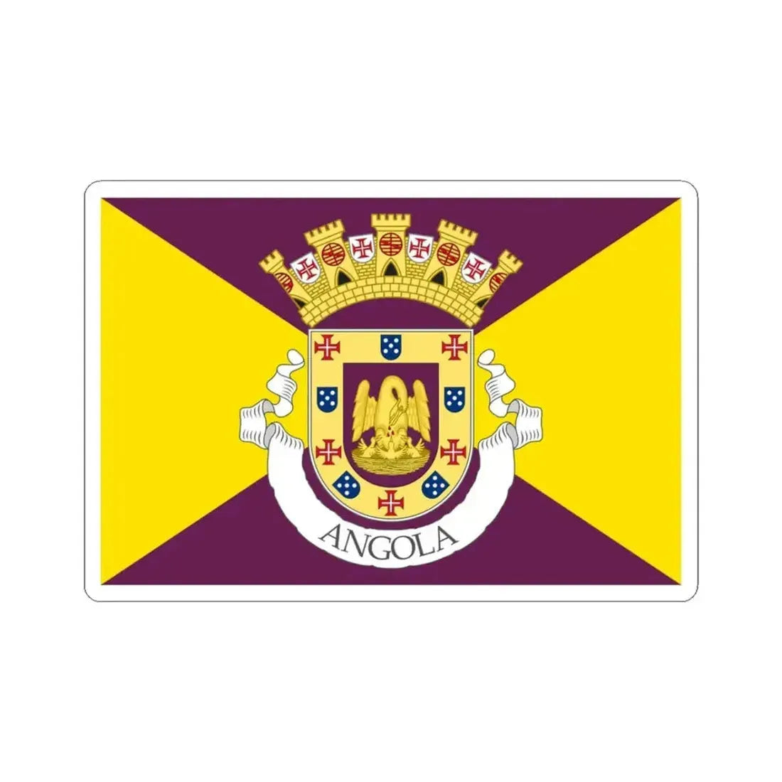 Flag of Angola 1932 proposal (Angola) STICKER Vinyl Kiss-Cut Decal 3 Inch White - The Sticker Space