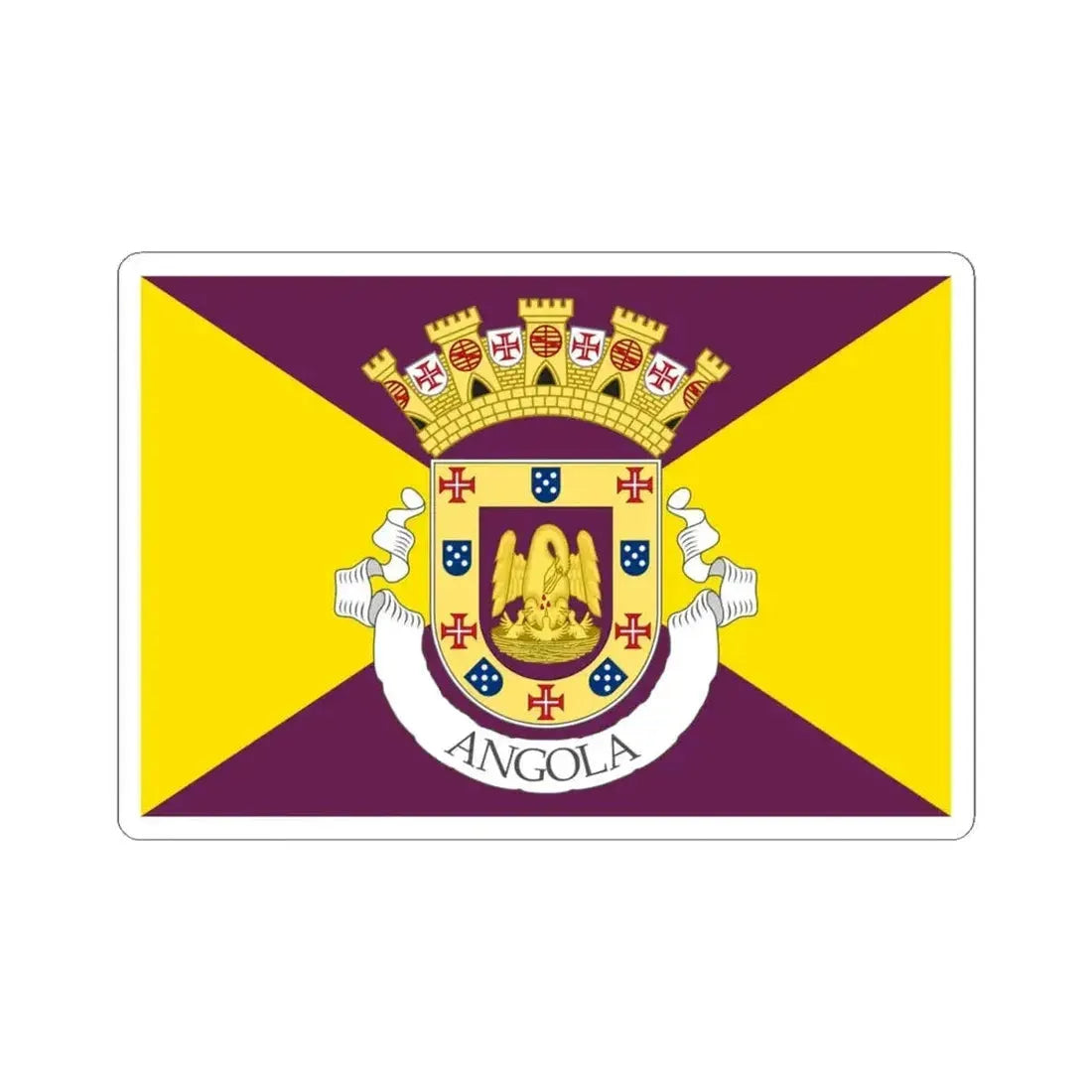 Flag of Angola 1932 proposal (Angola) STICKER Vinyl Kiss-Cut Decal 4 Inch White - The Sticker Space