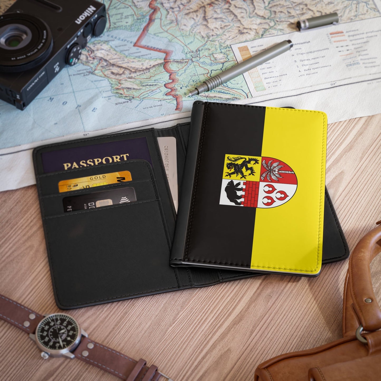 Flag of Anhalt Bitterfeld Germany - Passport Holder-3.9" x 5.8"-The Sticker Space