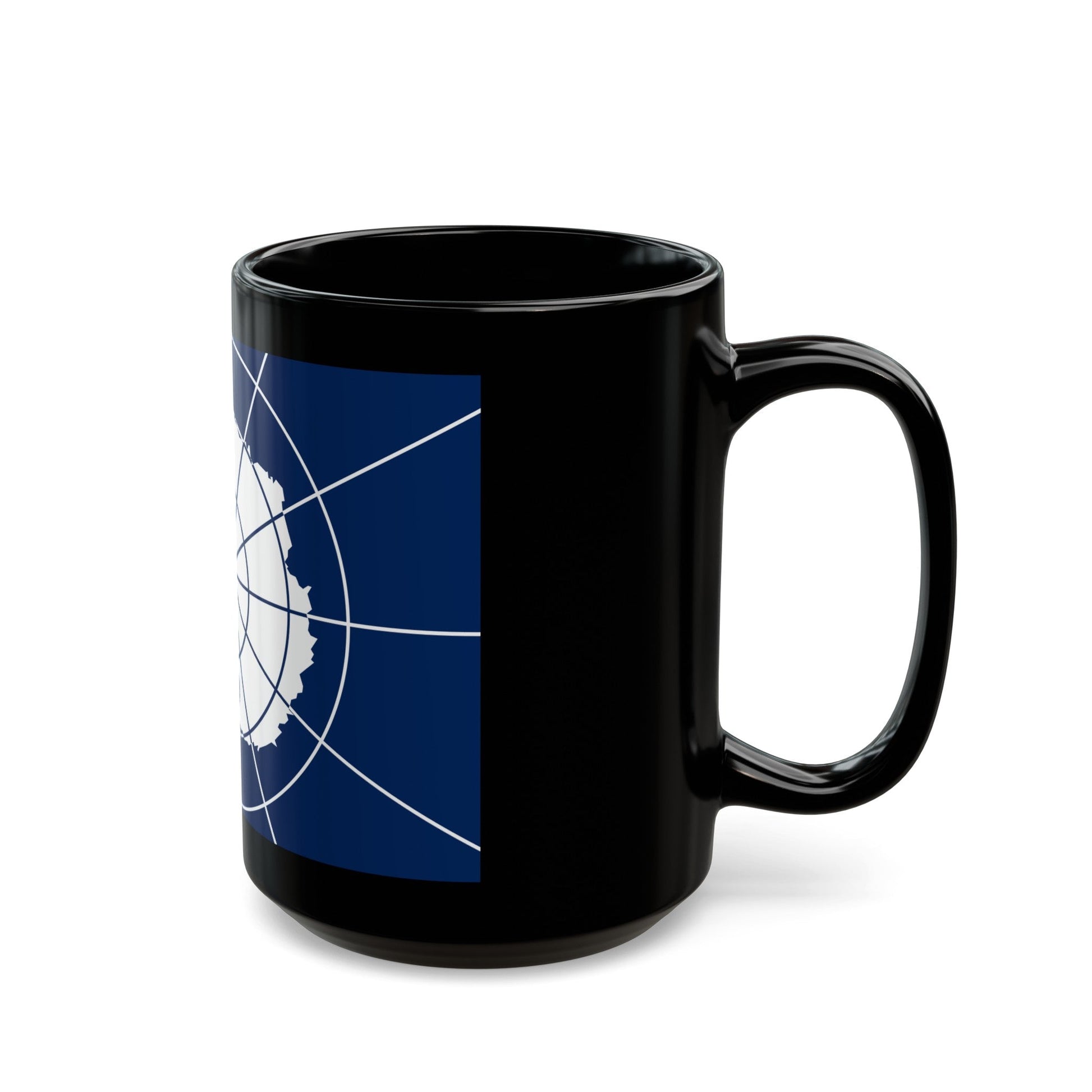 Flag of Antarctic Treaty - Black Coffee Mug-The Sticker Space