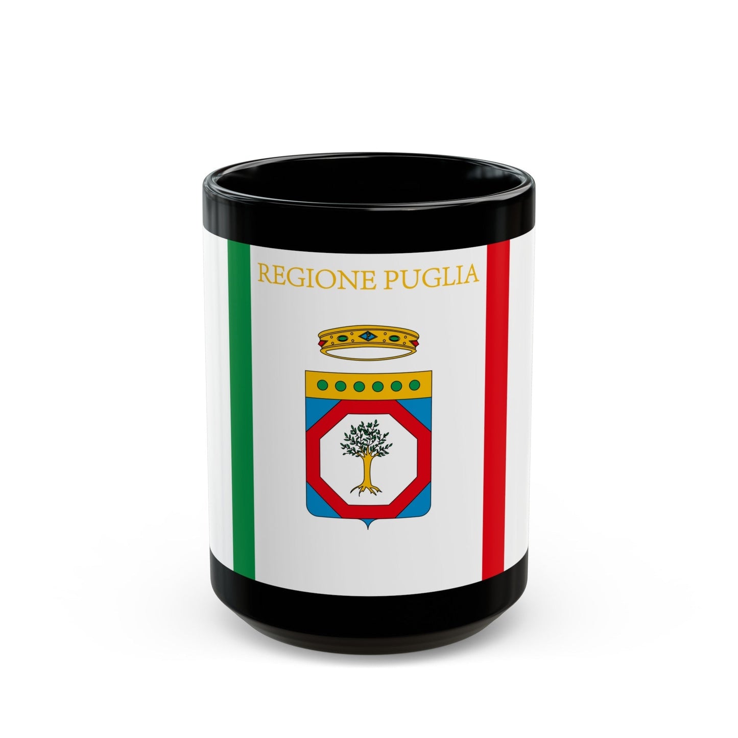 Flag of Apulia Italy - Black Coffee Mug-15oz-The Sticker Space