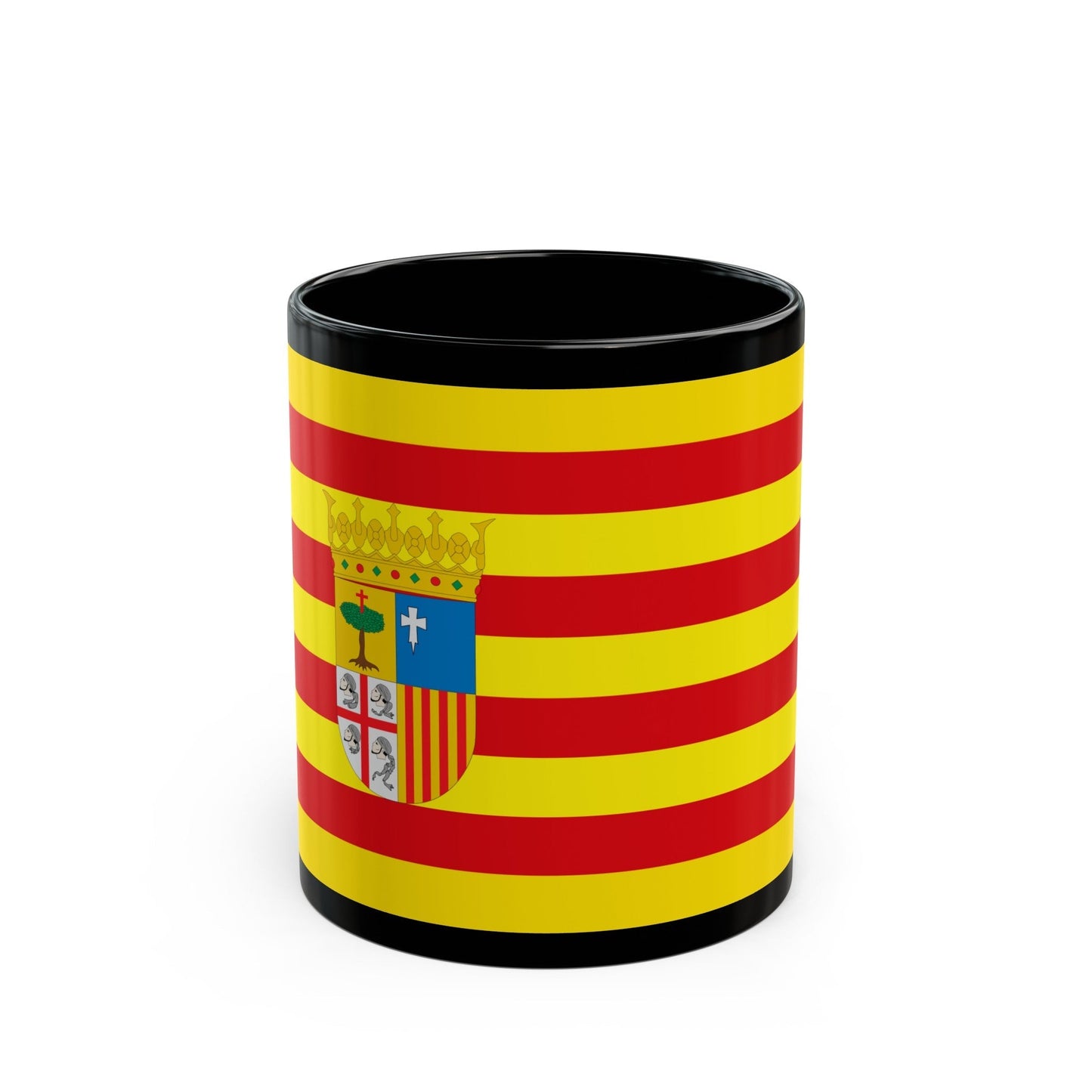 Flag of Aragon Spain - Black Coffee Mug-11oz-The Sticker Space