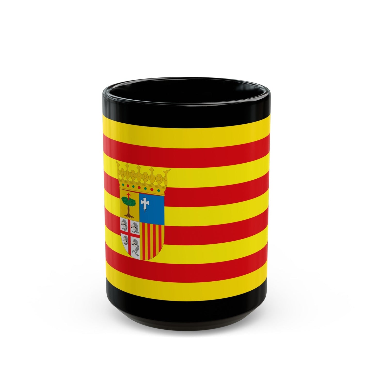 Flag of Aragon Spain - Black Coffee Mug-15oz-The Sticker Space