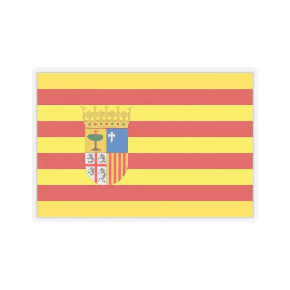 Flag of Aragon Spain - STICKER Vinyl Kiss-Cut Decal 3 Inch Transparent - The Sticker Space