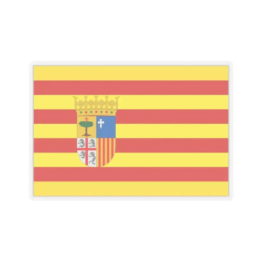 Flag of Aragon Spain - STICKER Vinyl Kiss-Cut Decal 4 Inch Transparent - The Sticker Space