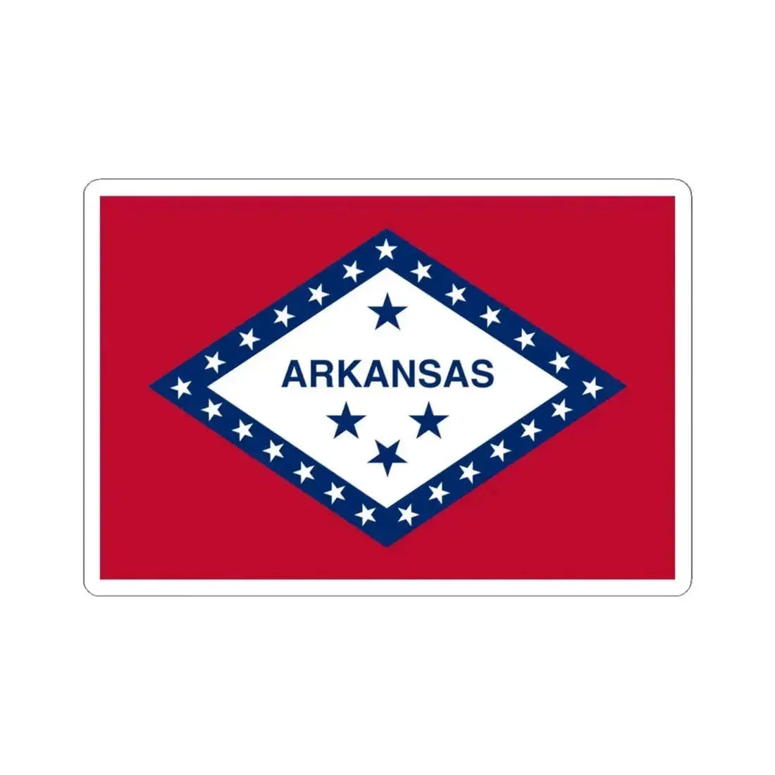 Flag of Arkansas 3-2 (United States) STICKER Vinyl Kiss-Cut Decal 4 Inch White - The Sticker Space