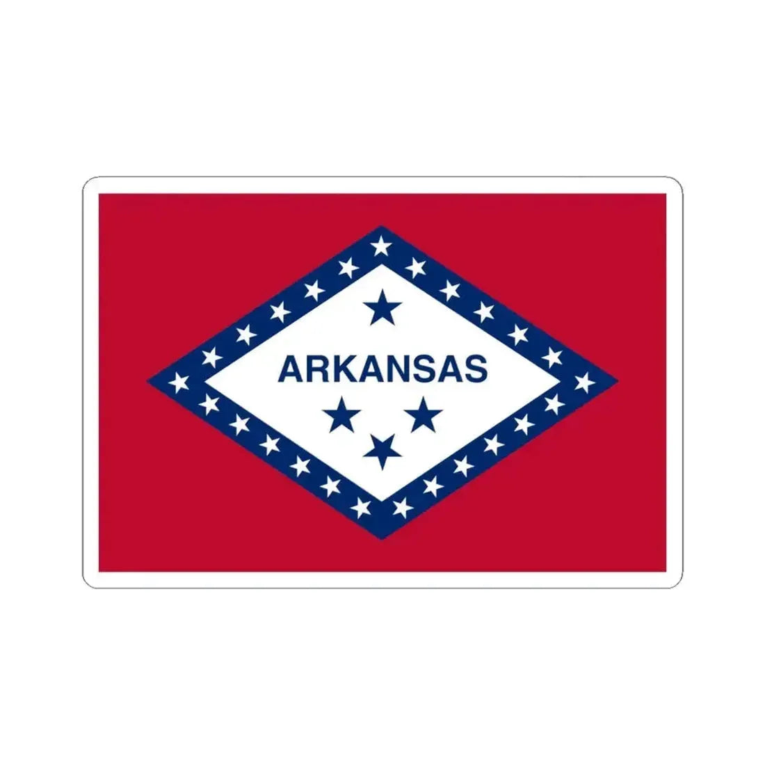 Flag of Arkansas (United States) STICKER Vinyl Kiss-Cut Decal 4 Inch White - The Sticker Space