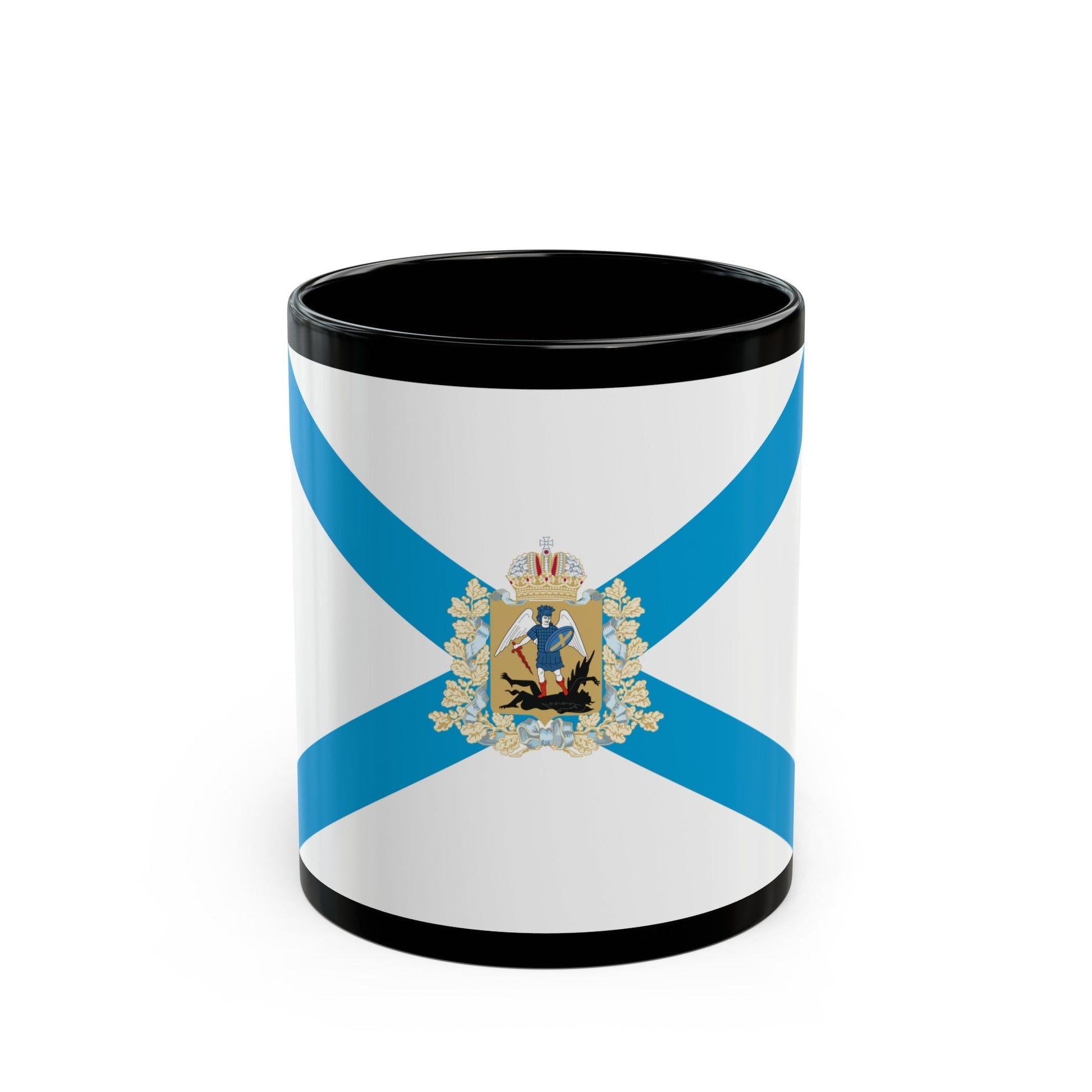 Flag of Arkhangelsk Oblast Russia - Black Coffee Mug-11oz-The Sticker Space