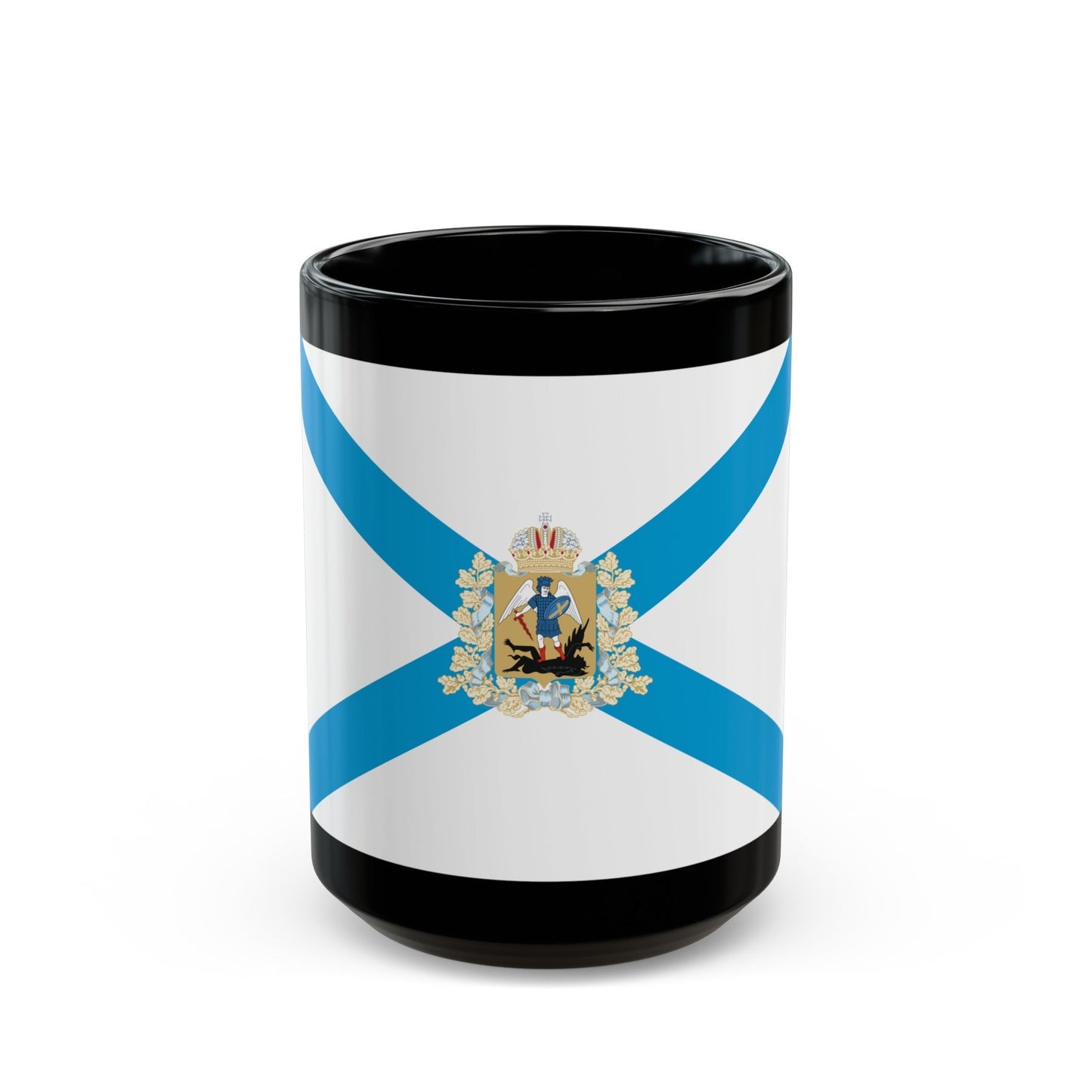 Flag of Arkhangelsk Oblast Russia - Black Coffee Mug-15oz-The Sticker Space