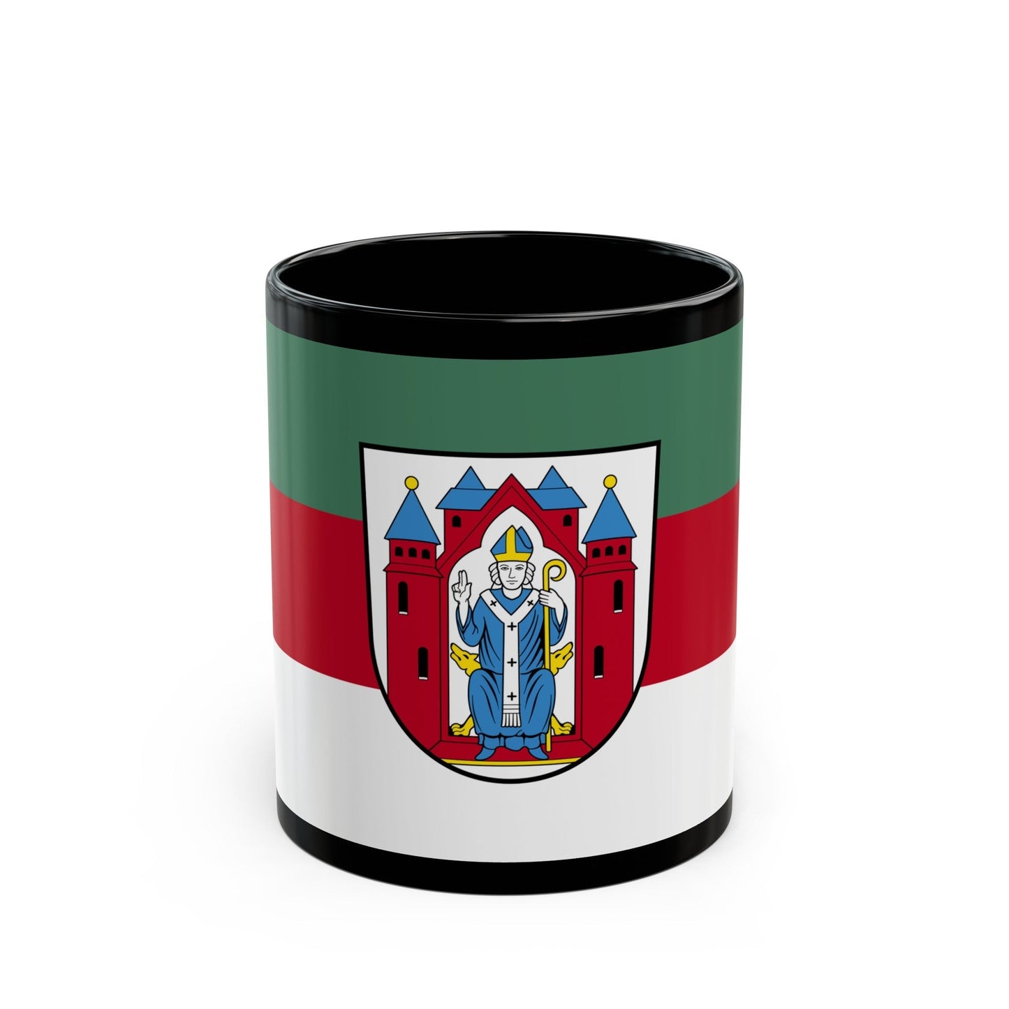 Flag of Aschaffenburg 2 Germany - Black Coffee Mug-11oz-The Sticker Space