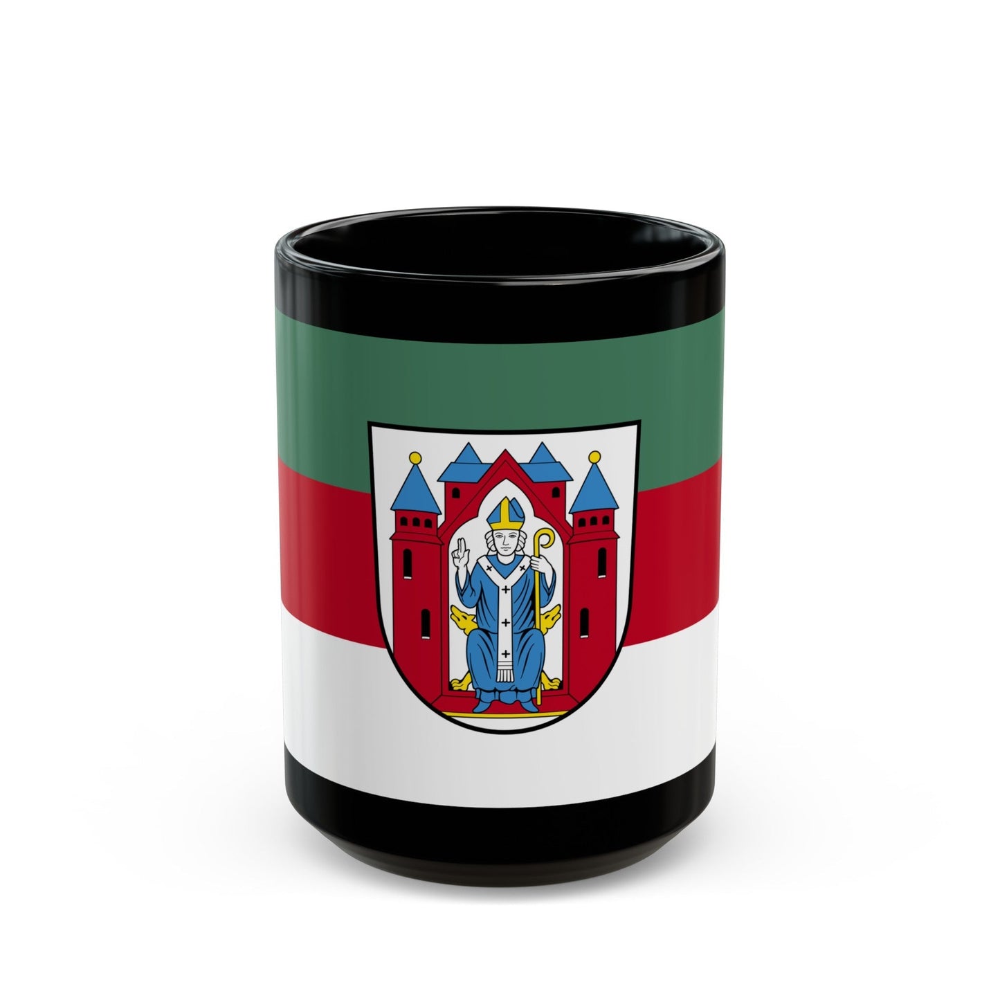 Flag of Aschaffenburg 2 Germany - Black Coffee Mug-15oz-The Sticker Space