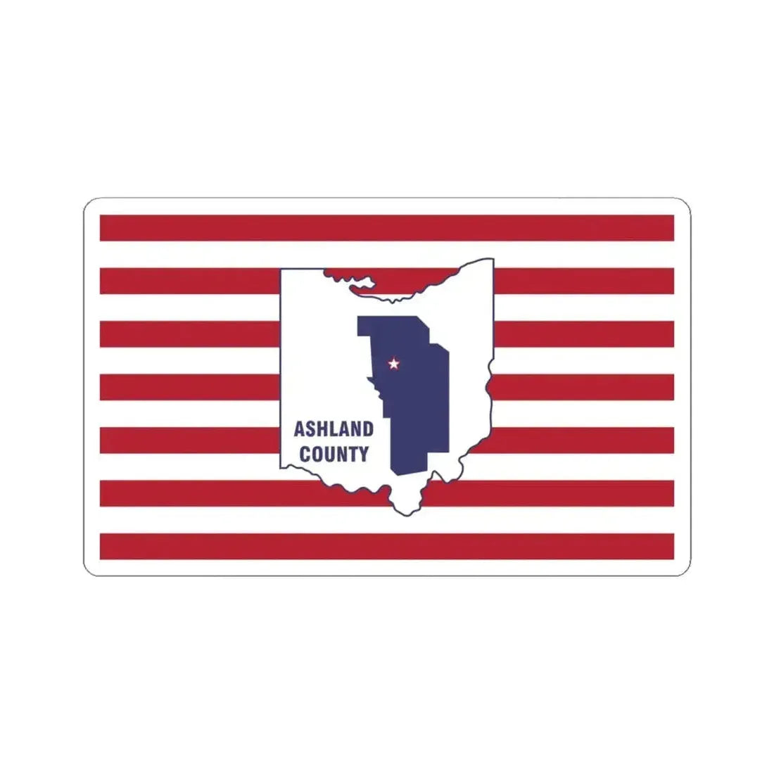 Flag of Ashland County Ohio (United States) STICKER Vinyl Kiss-Cut Decal 4 Inch White - The Sticker Space