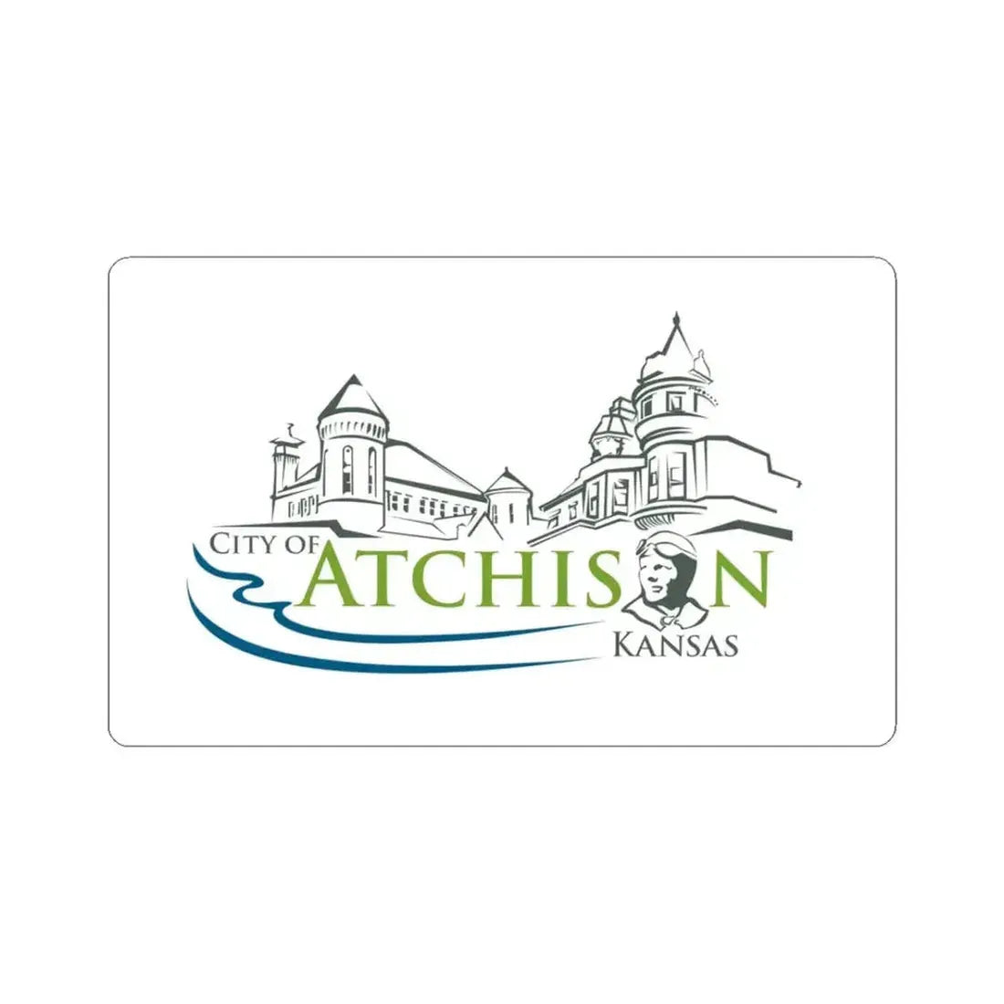 Flag of Atchison Kansas (United States) STICKER Vinyl Kiss-Cut Decal 3 Inch White - The Sticker Space