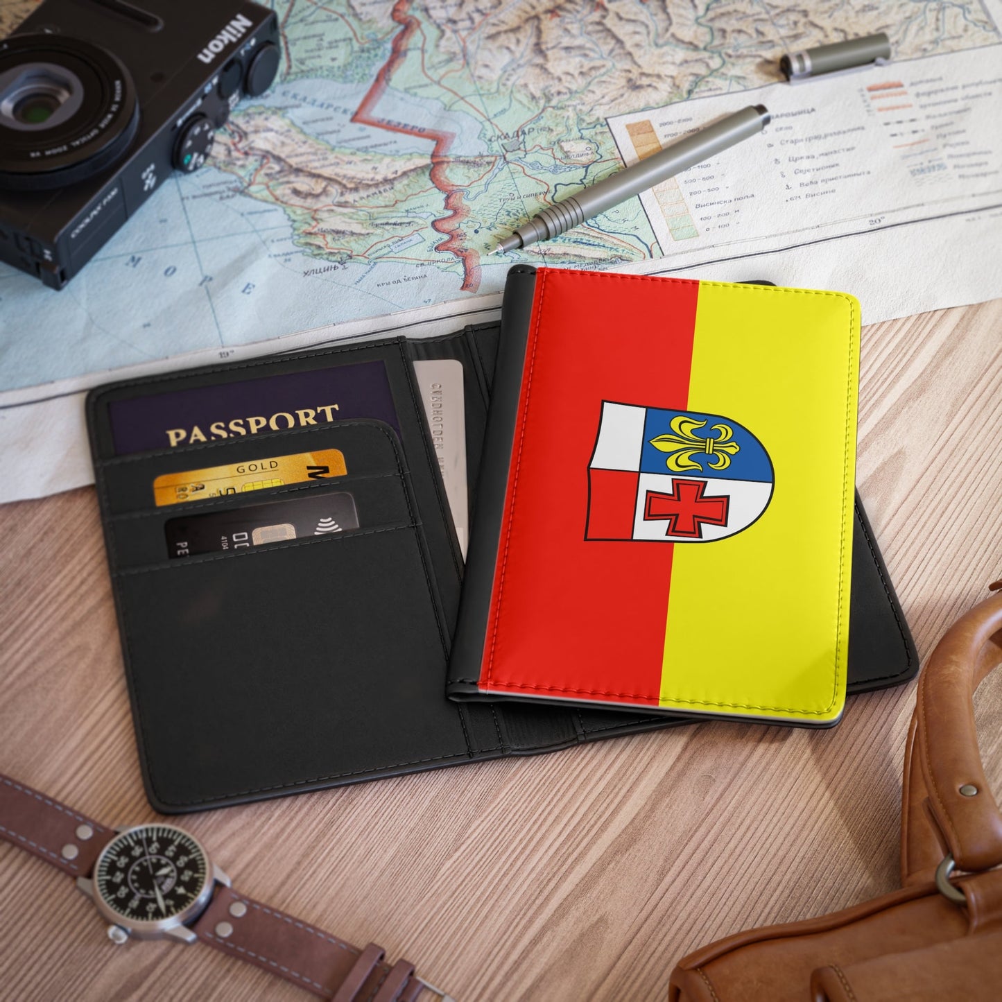 Flag of Augsburg Germany - Passport Holder-3.9" x 5.8"-The Sticker Space