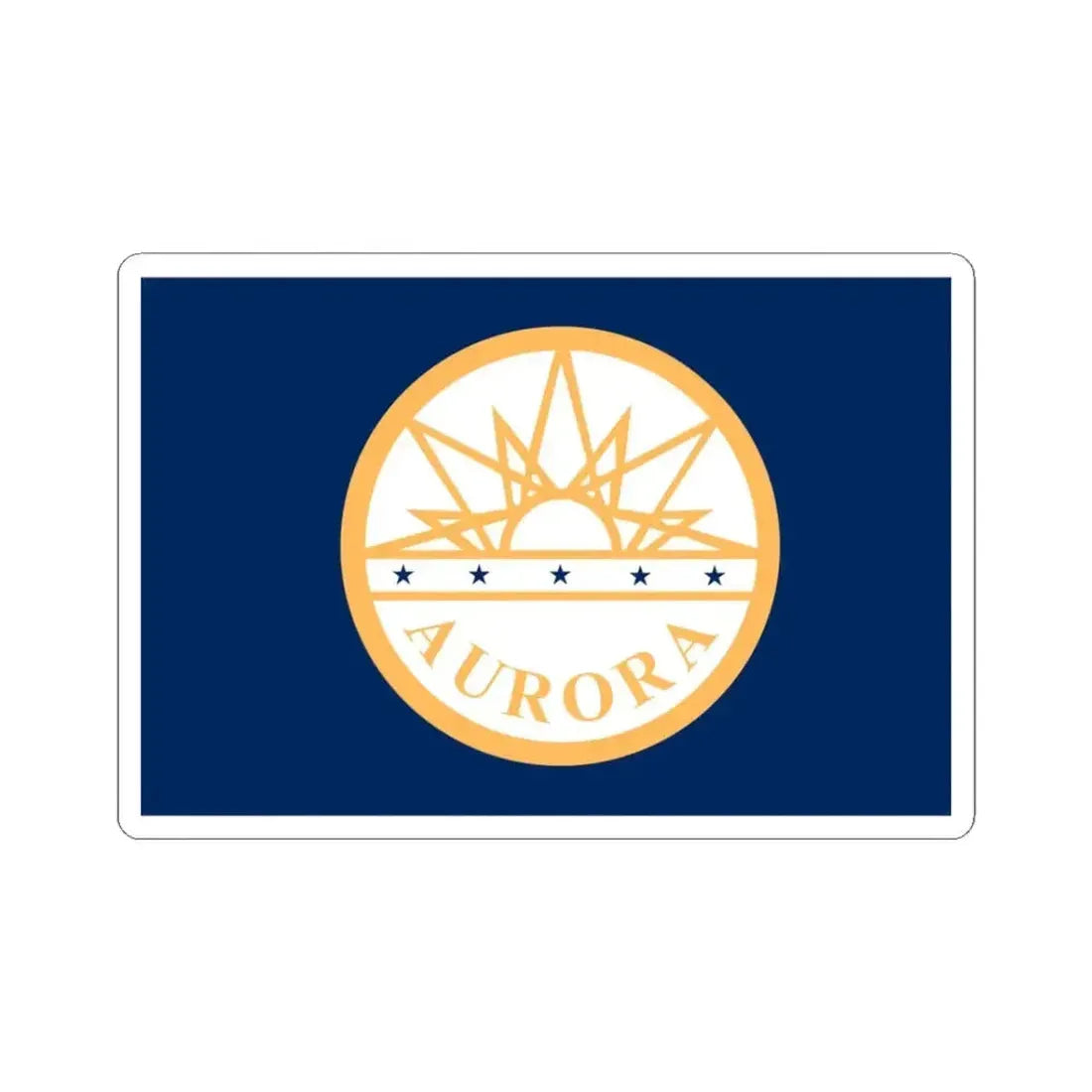 Flag of Aurora Colorado (United States) STICKER Vinyl Kiss-Cut Decal 3 Inch White - The Sticker Space