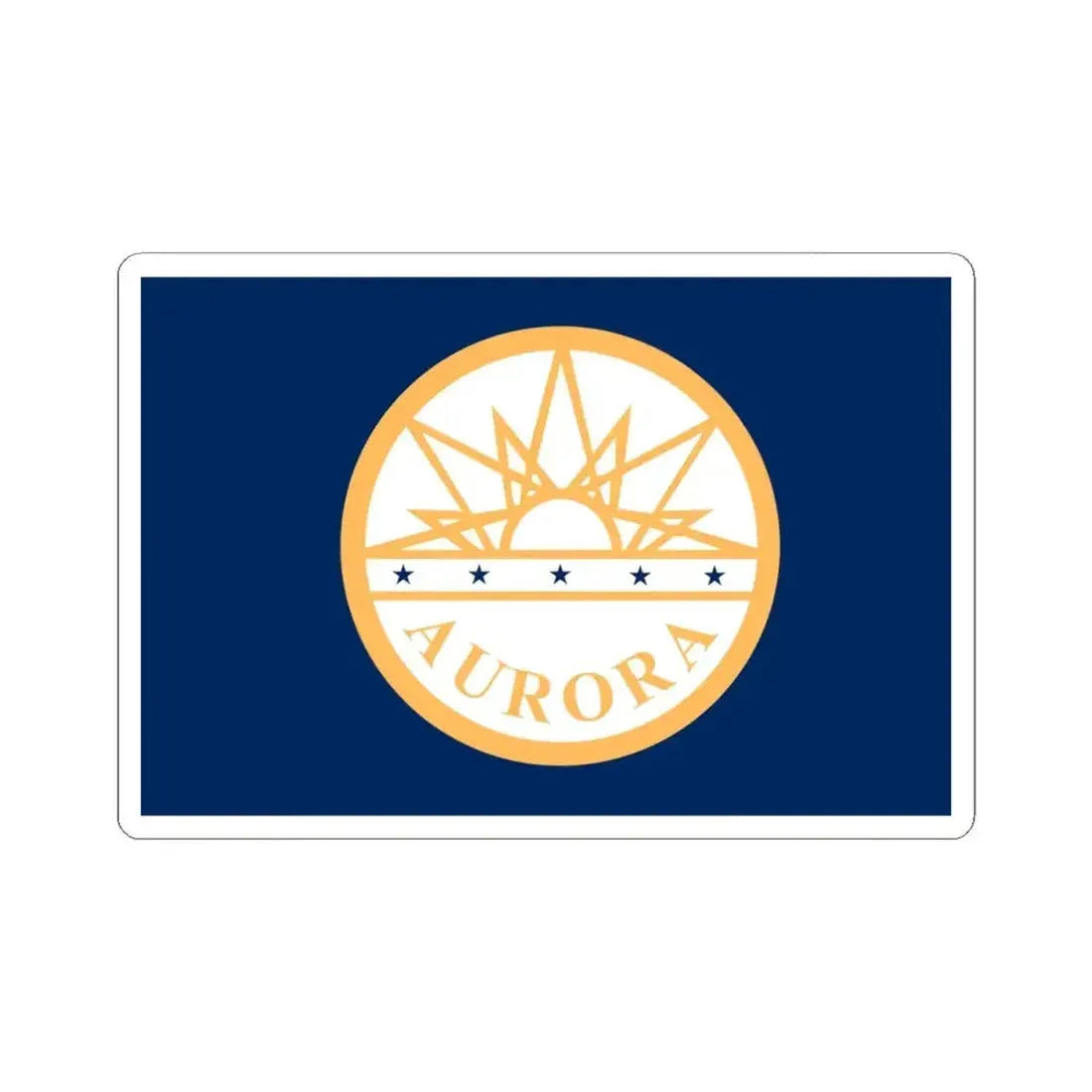Flag of Aurora Colorado (United States) STICKER Vinyl Kiss-Cut Decal 4 Inch White - The Sticker Space