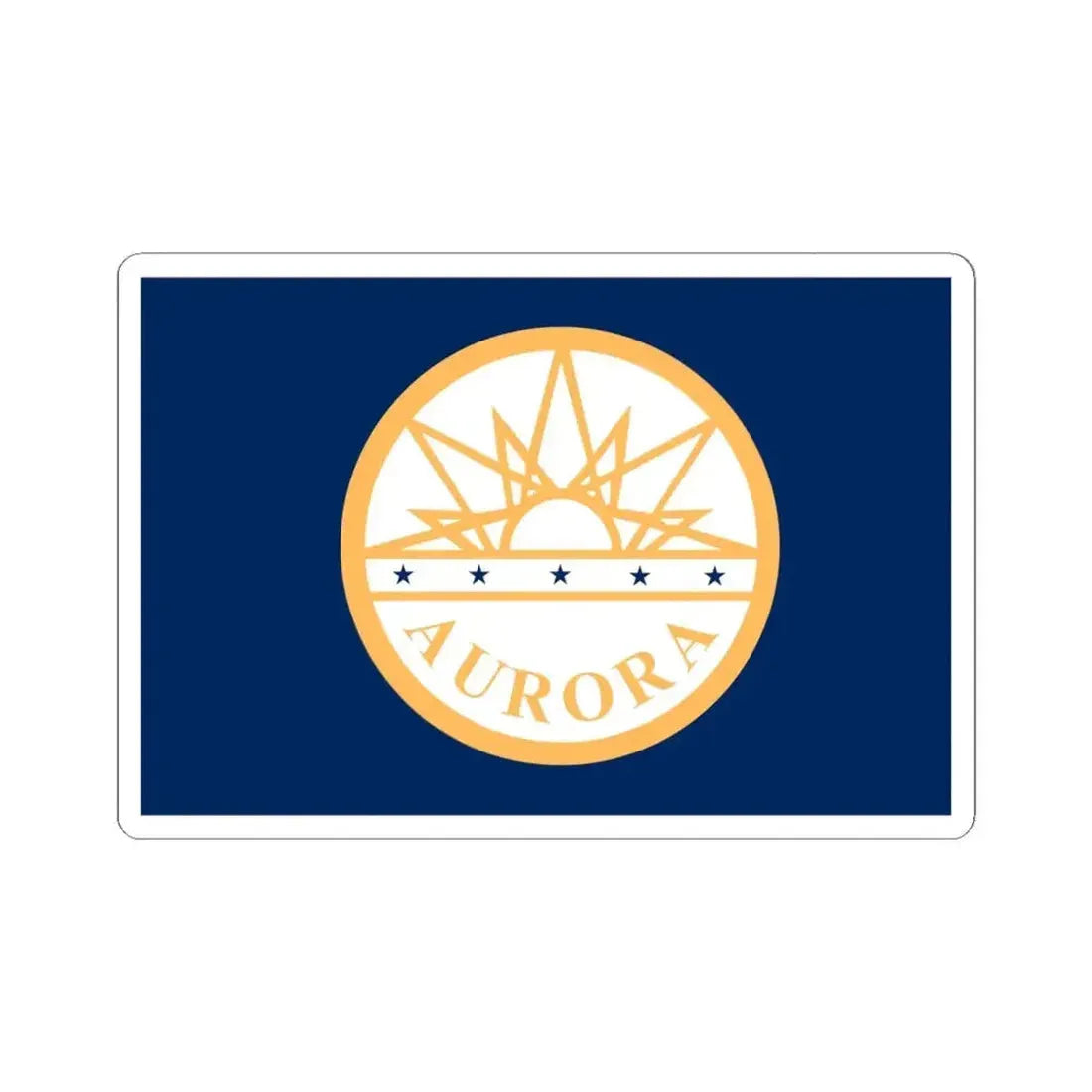 Flag of Aurora Colorado (United States) STICKER Vinyl Kiss-Cut Decal 6 Inch White - The Sticker Space