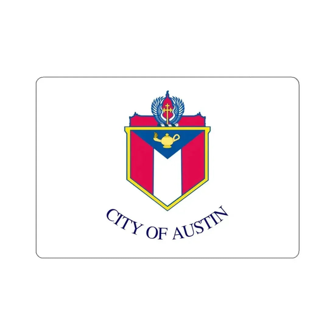 Flag of Austin, Texas - STICKER Vinyl Kiss-Cut Decal 4 Inch White - The Sticker Space