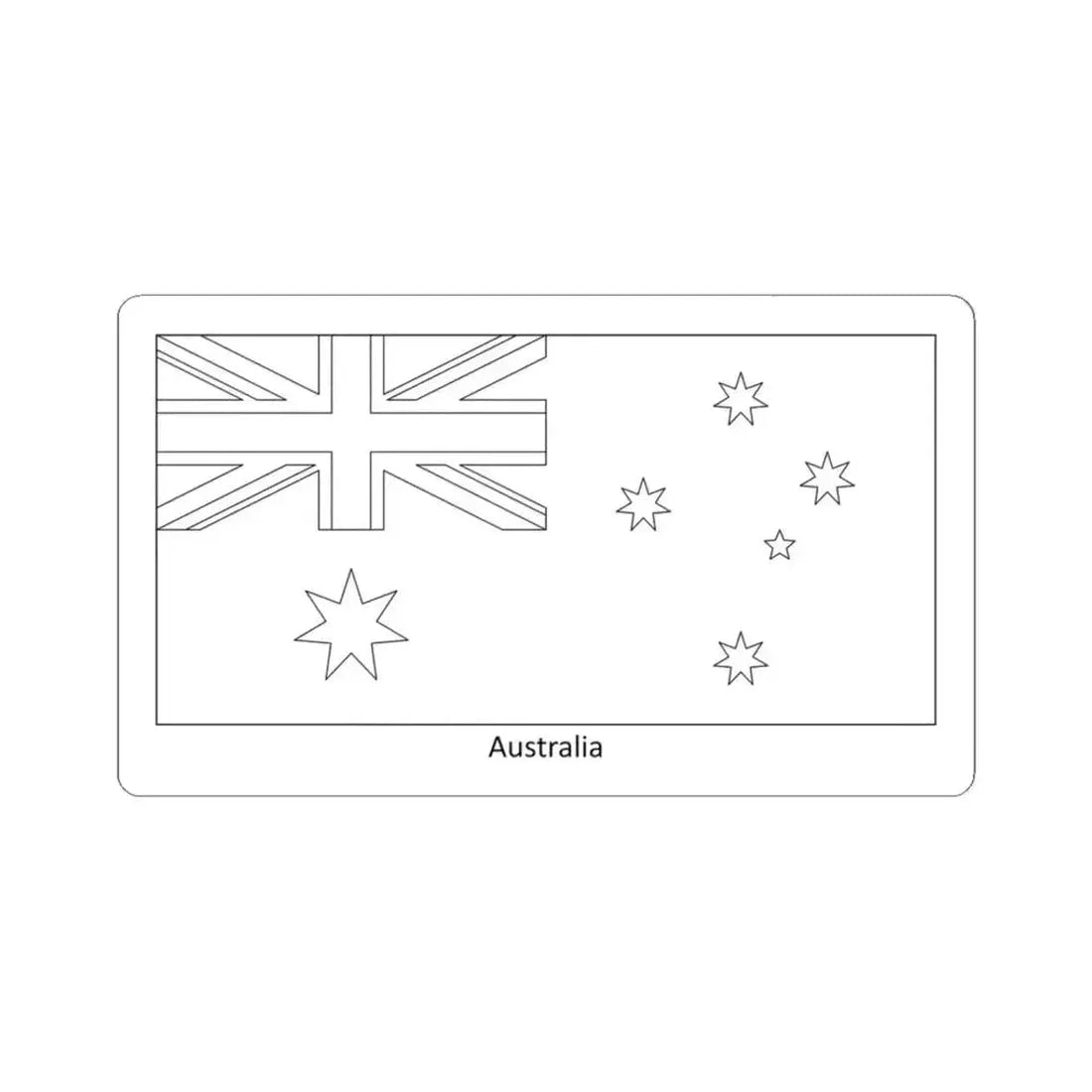 Flag of Australia colouring page (Australia) STICKER Vinyl Kiss-Cut Decal 3 Inch White - The Sticker Space