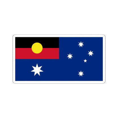 Flag of Australia with Aboriginal flag replacing Union flag (Australia) STICKER Vinyl Kiss-Cut Decal 4 Inch White - The Sticker Space